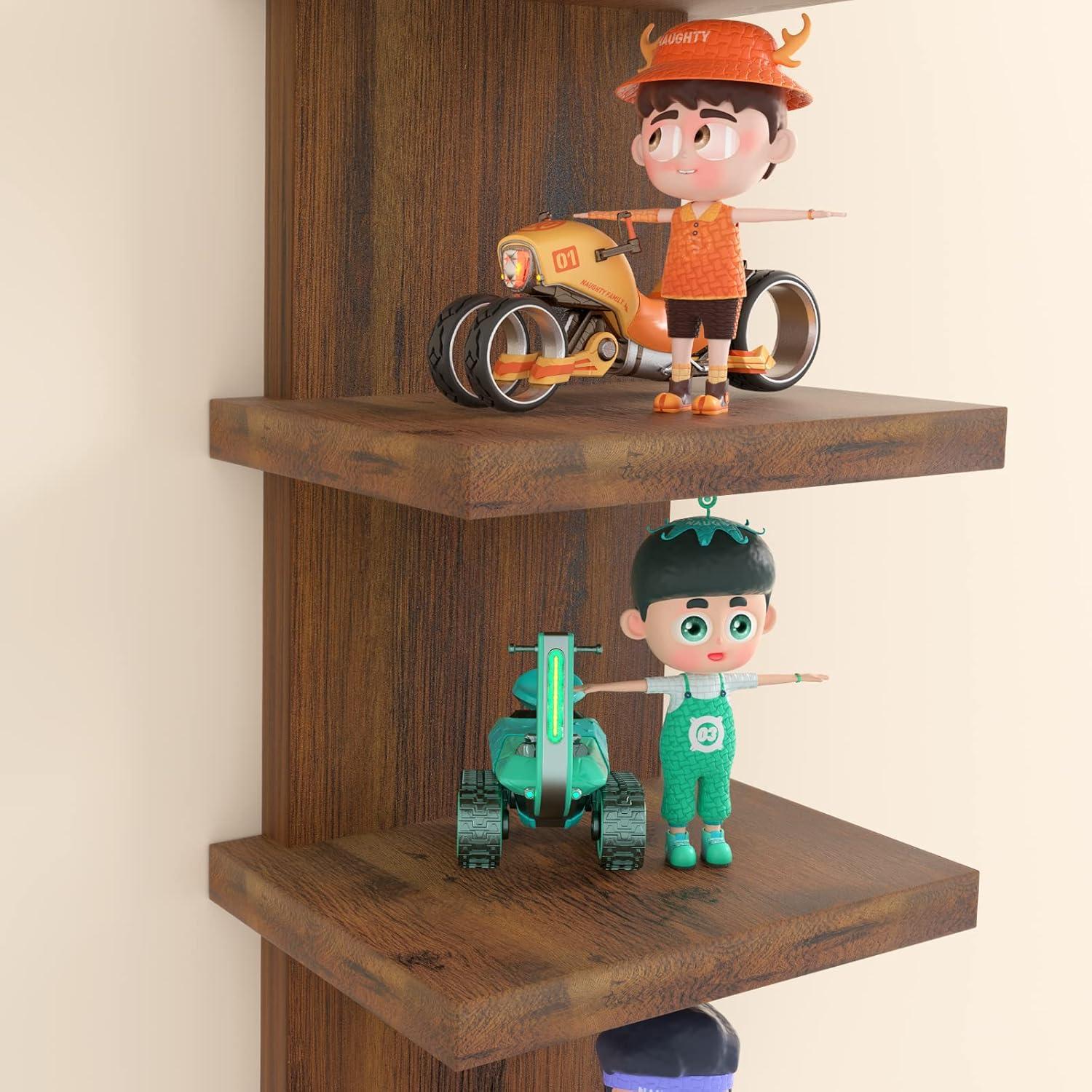 5 Tier Wall Shelf Unit, Brown Wall Shelf, Multifunctional Display Floating Shelf, Bedroom and Home Decor Organizer