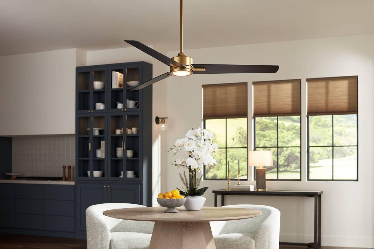 60" Casa Vieja Modern 3 Blade Indoor Ceiling Fan with Light LED Remote Soft Brass Black for House Bedroom Living Room Home Bedroom