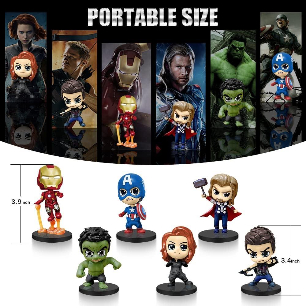 6 Pcs Superhero Movie Adventures Action Figures Set for Boys, Super Hero Toys, Mini PVC Superhero Cake Toppers Collectibles with Bases for Boys & Girls  Birthday Party Favors Supplies Decorations