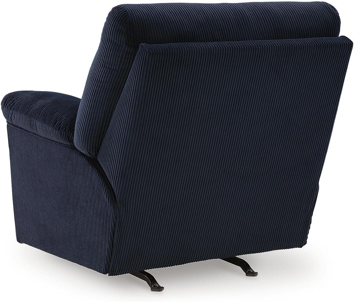 Navy Blue Corduroy Contemporary Recliner with Pillow-Top Arms