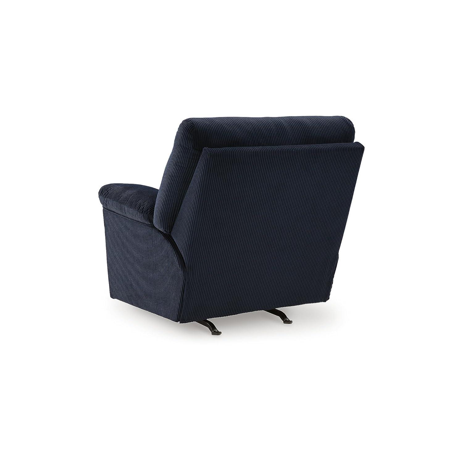 Navy Blue Corduroy Contemporary Recliner with Pillow-Top Arms