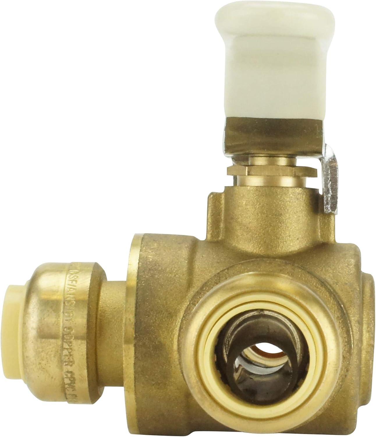 1/2 Inch Brass Push-To-Connect 3-Way Ball Valve