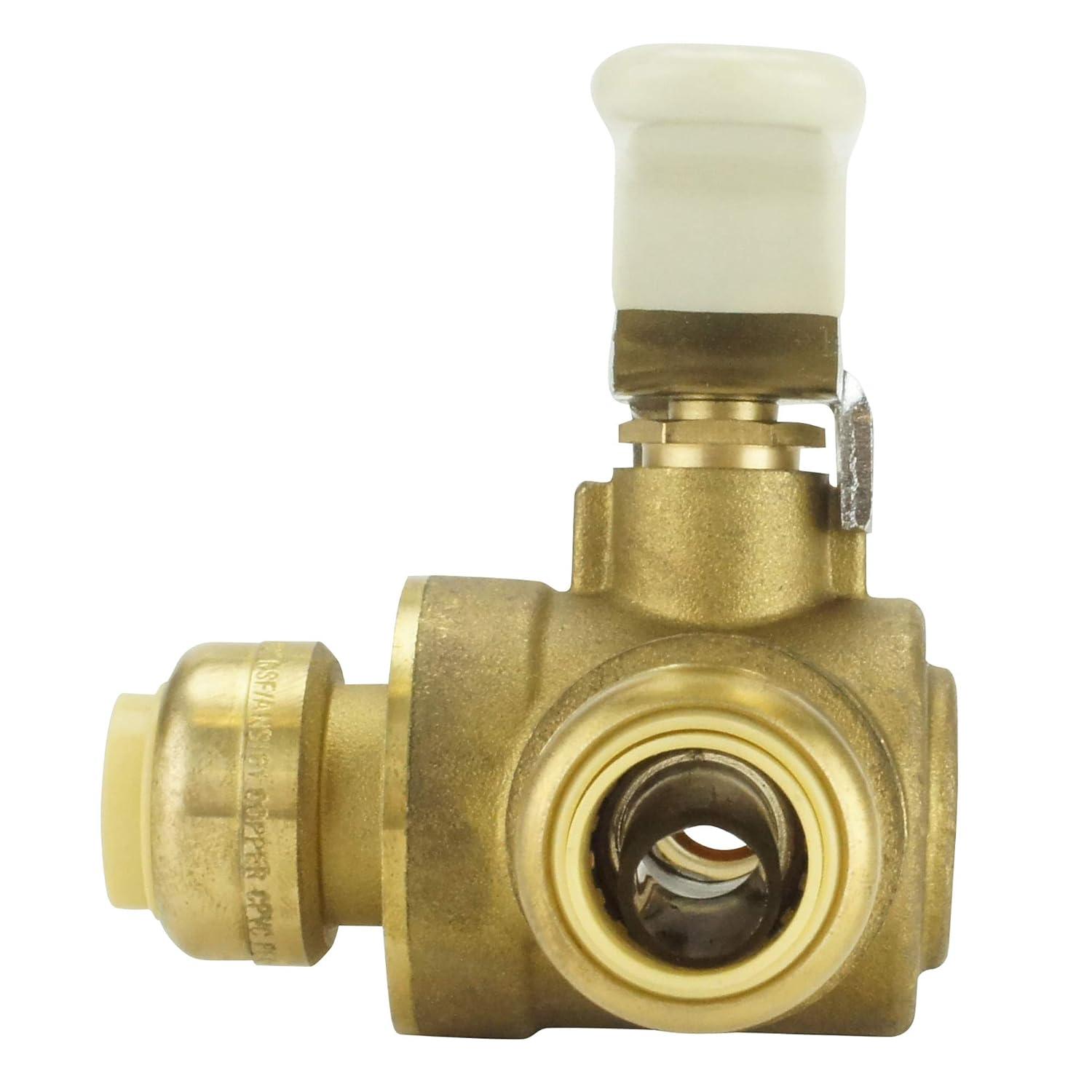1/2 Inch Brass Push-To-Connect 3-Way Ball Valve