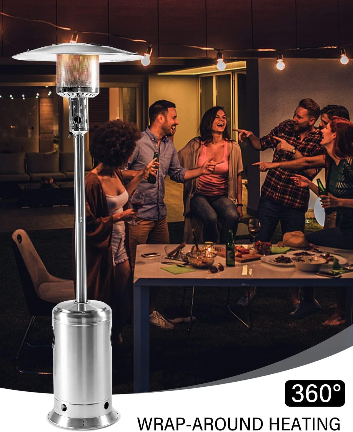 Stainless Steel 88-Inch Propane Patio Heater with Wheels