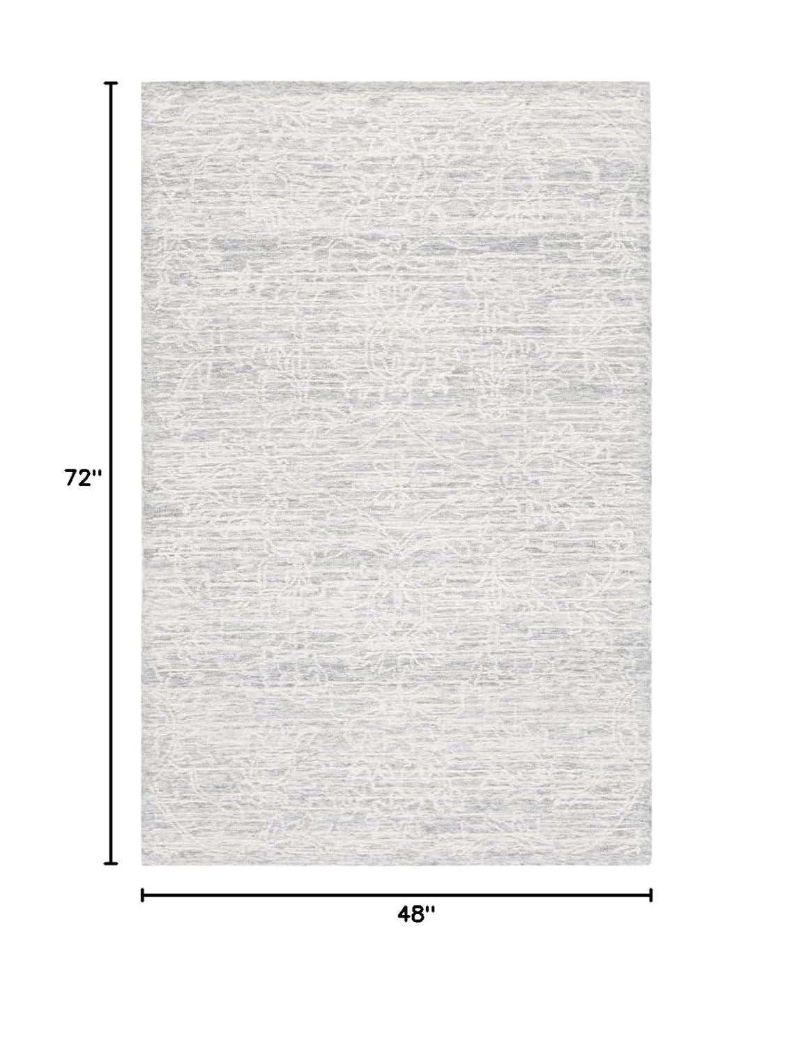 Bungalow Rose Roslyn Hand Tufted Wool/Cotton Floral Rug in Light Gray/Ivory