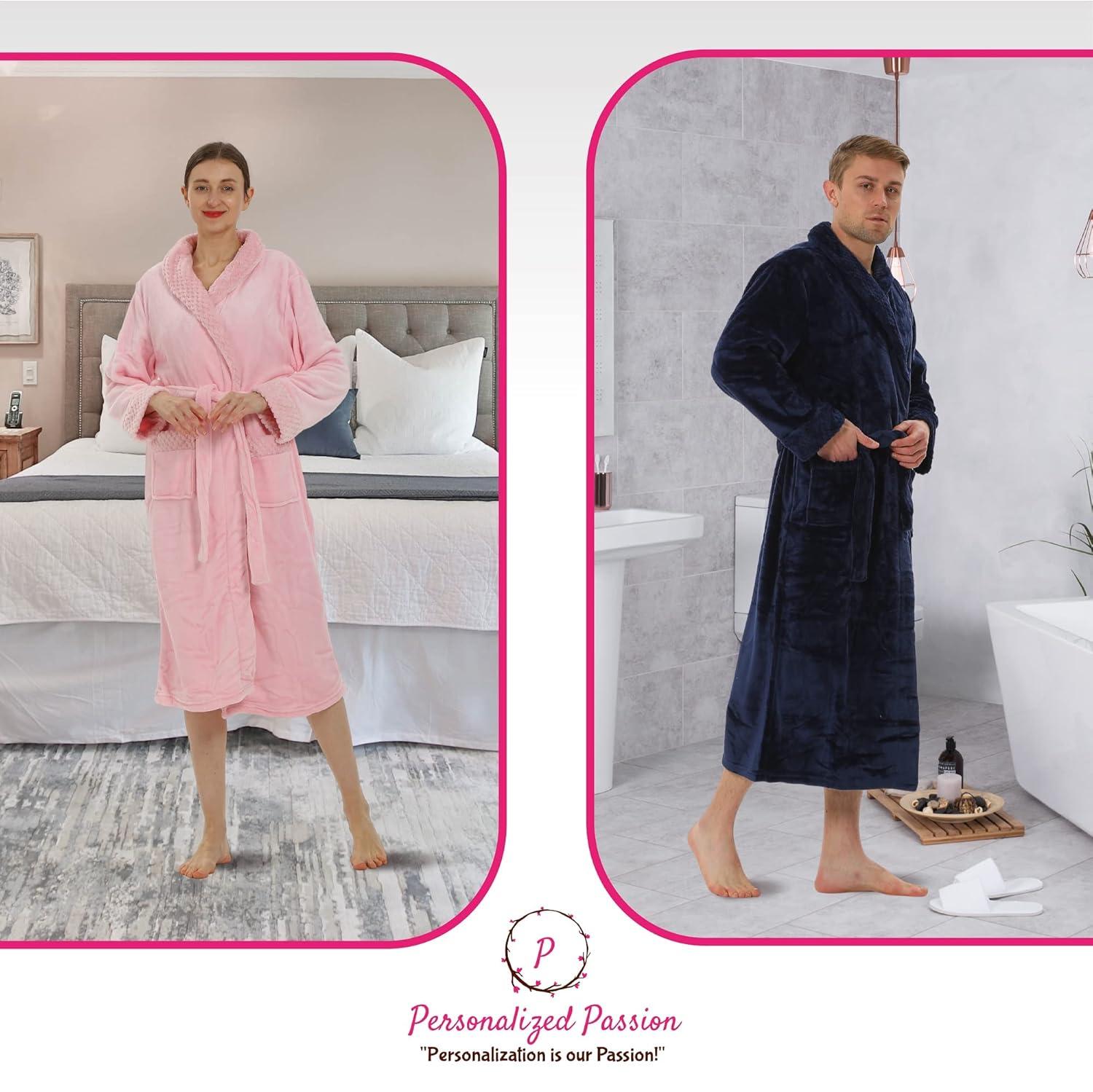 Plush Robe for Women and Men - His and Her Robes with Personalization Options - Super Soft Luxurious Spa Bathrobes