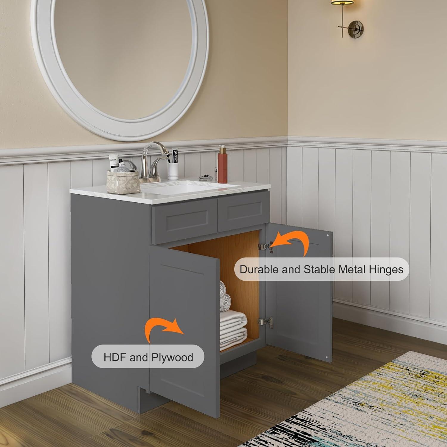 LOVMOR in Plywood Soft-Close Bath Vanity Cabinet without Top for Kitchen, Bathroom, Living Room