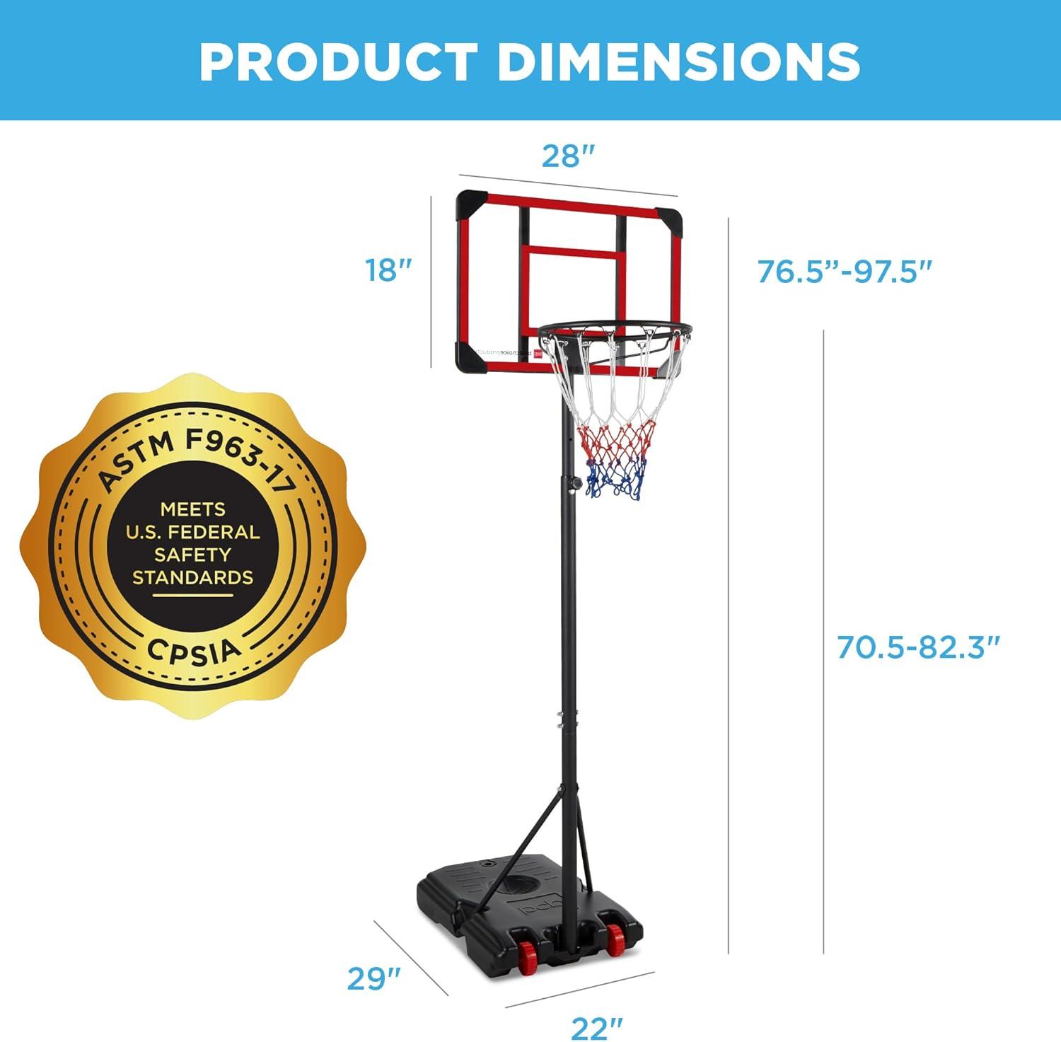 Best Choice Products Kids Height-Adjustable Basketball Hoop, Portable Backboard System w/ 2 Wheels