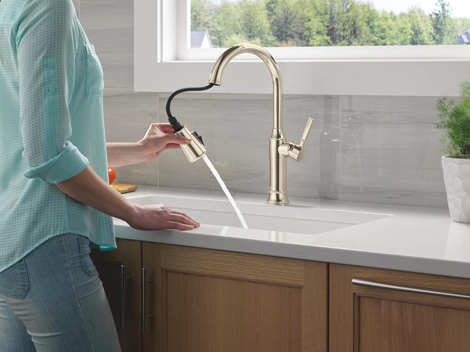 Polished Nickel Single Handle Pull Down Kitchen Faucet