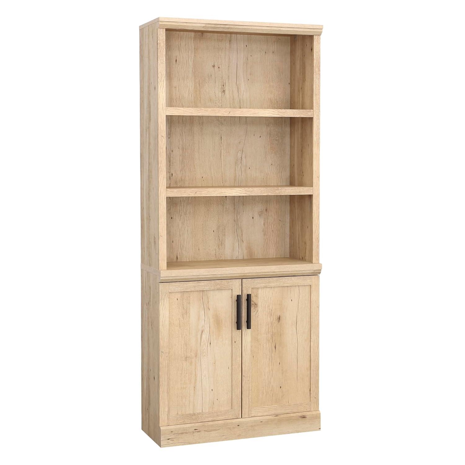 Sauder 70.866" Aspen Post Library Bookcase Prime Oak: Laminated Adjustable Shelves, MDF Frame, Metal Hardware