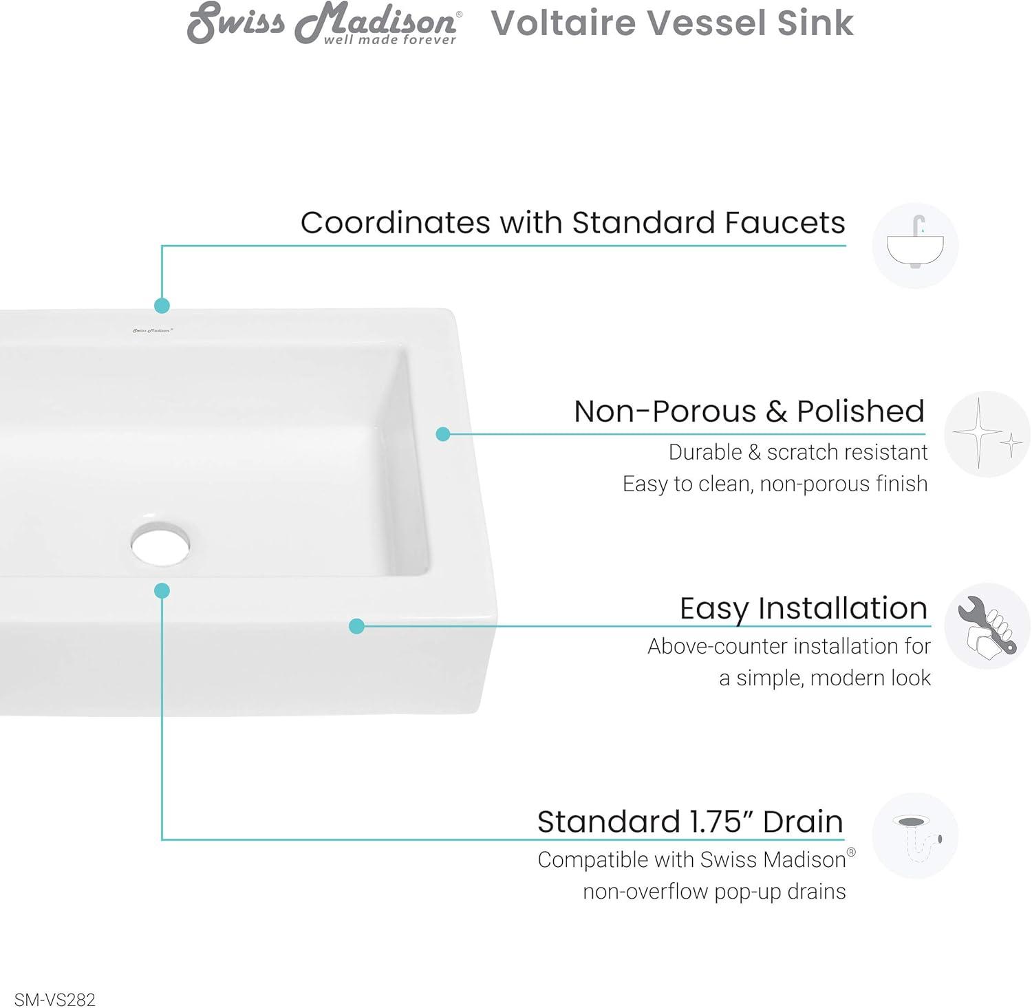 Voltaire Ceramic Rectangle Vessel Sink