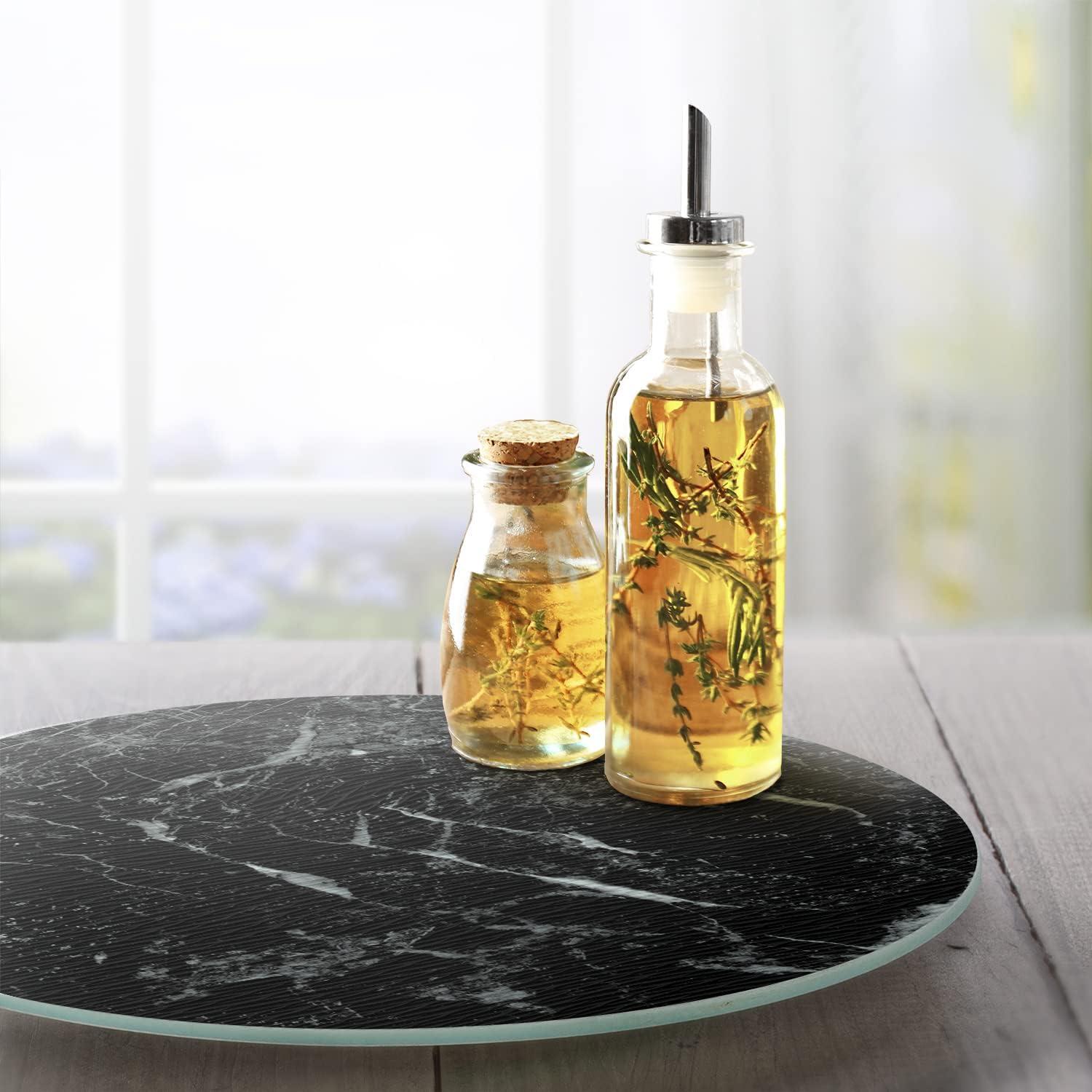 CounterArt Black Marble Design Lazy Susan Turntable 13" Round
