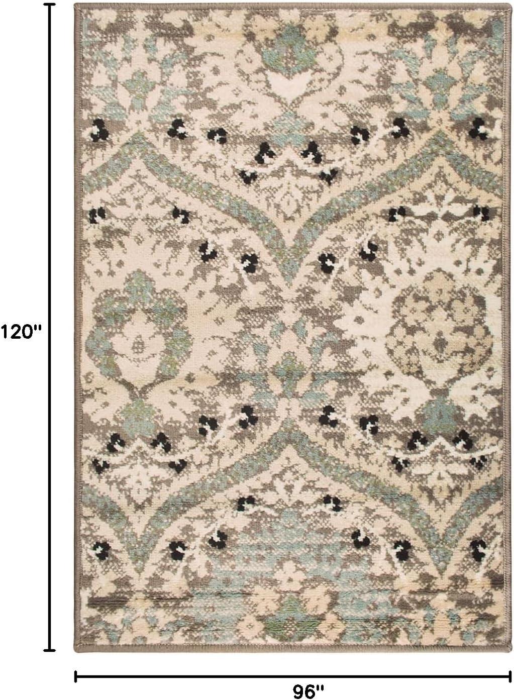 Superior Augusta Oriental 8' x 10' Area Rug, Indoor Rugs For Living Room Bedroom, Light Blue