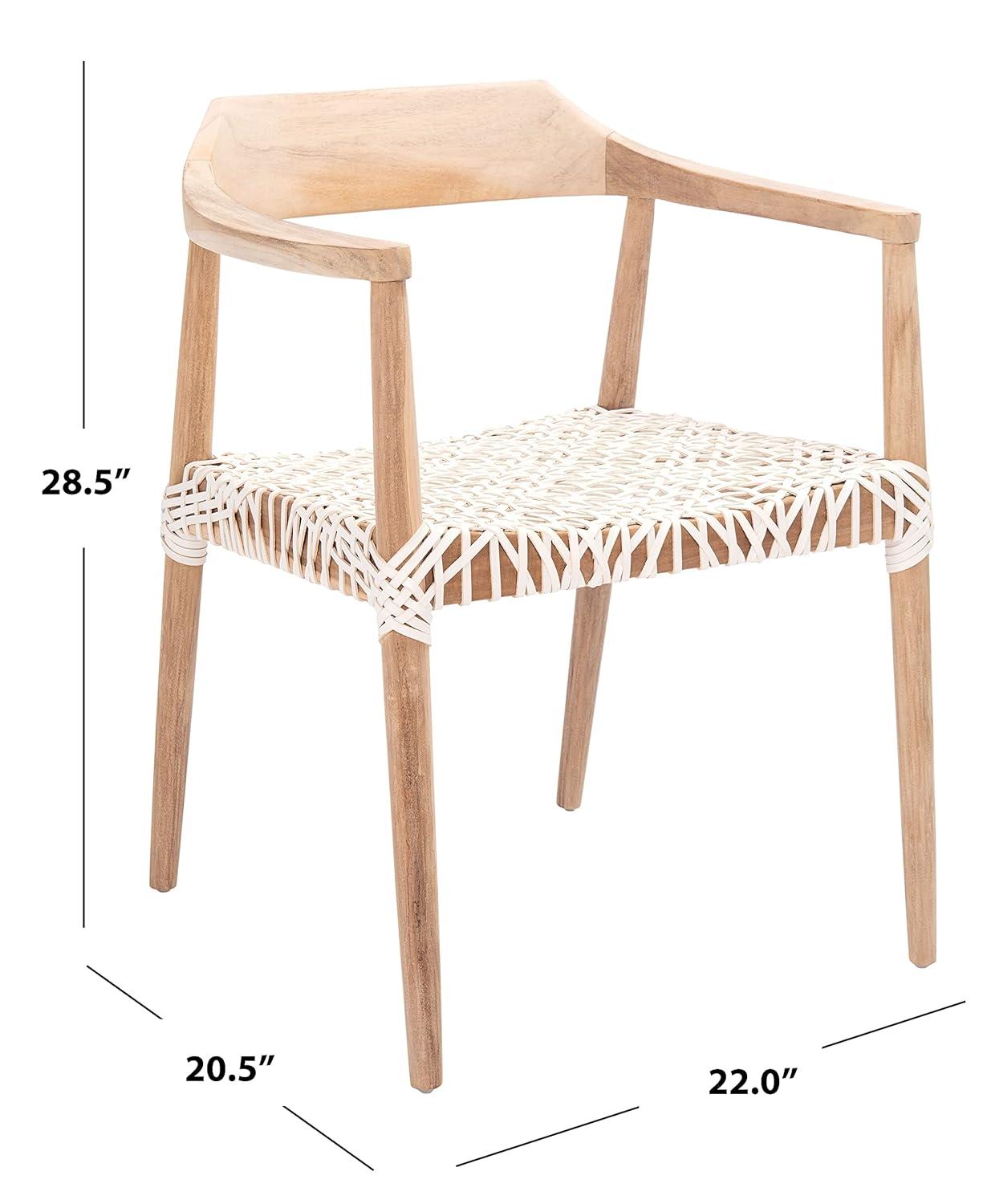 Munro Leather Woven Accent Chair - ACH1005 - Natural/White - Safavieh