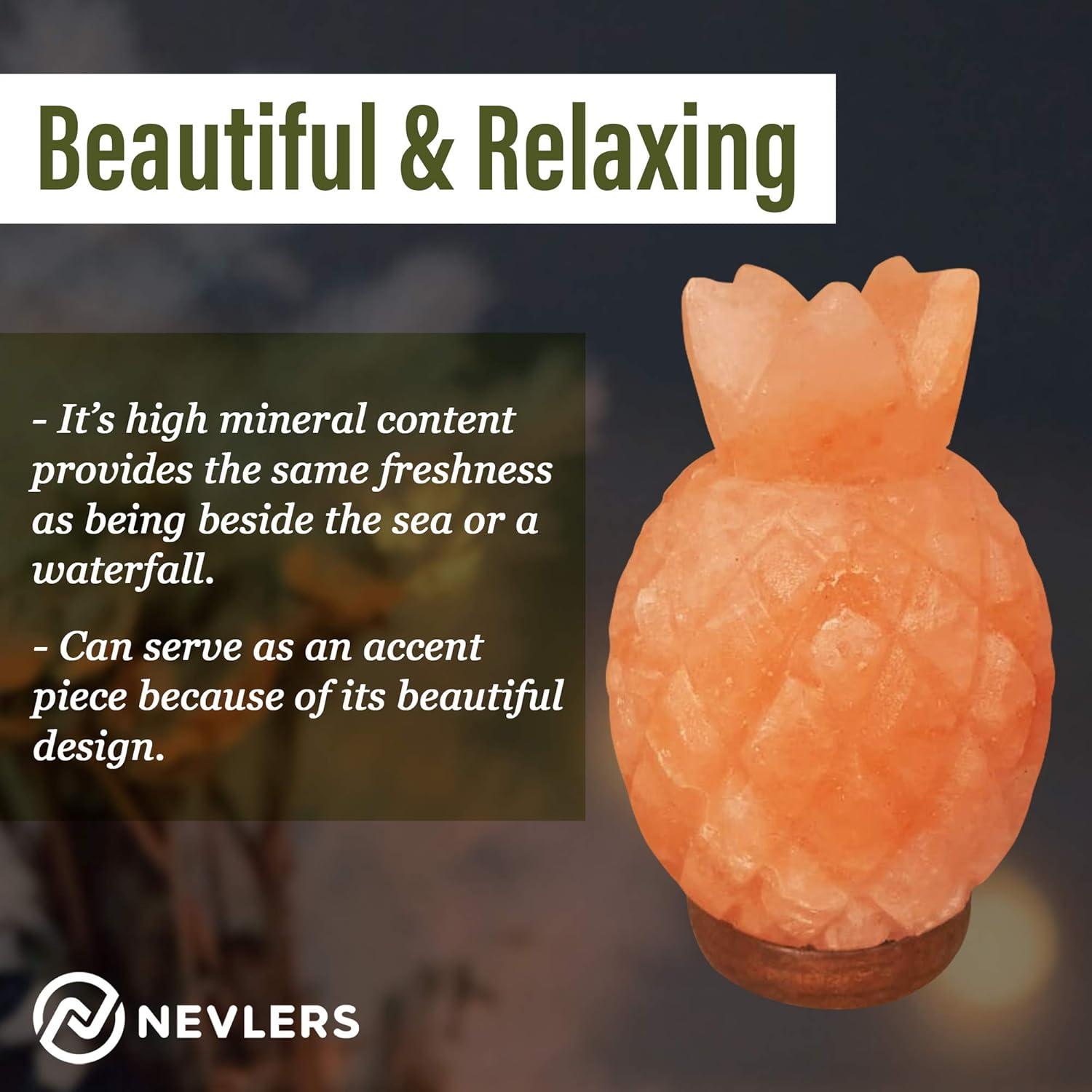 Nevlers Natural Himalayan Salt Lamp - Pineapple Shaped - Dimmer Cord - Pink - Traditional