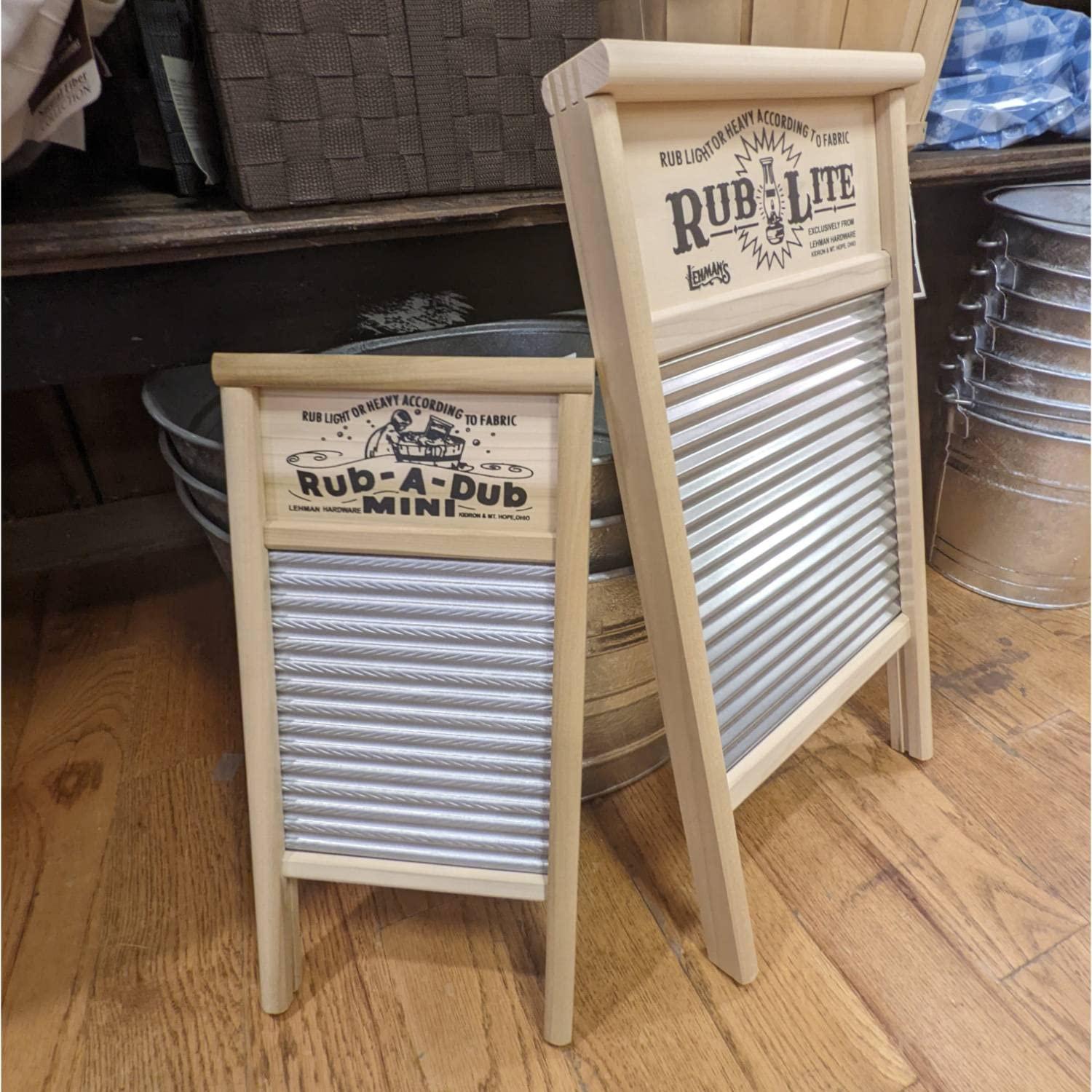 Lehman's Small Tin Manual Washboard, Rub-A-Dub, Spiral Crimp, Functional, Decorative, and Musical, 18 in x 8.5 inches