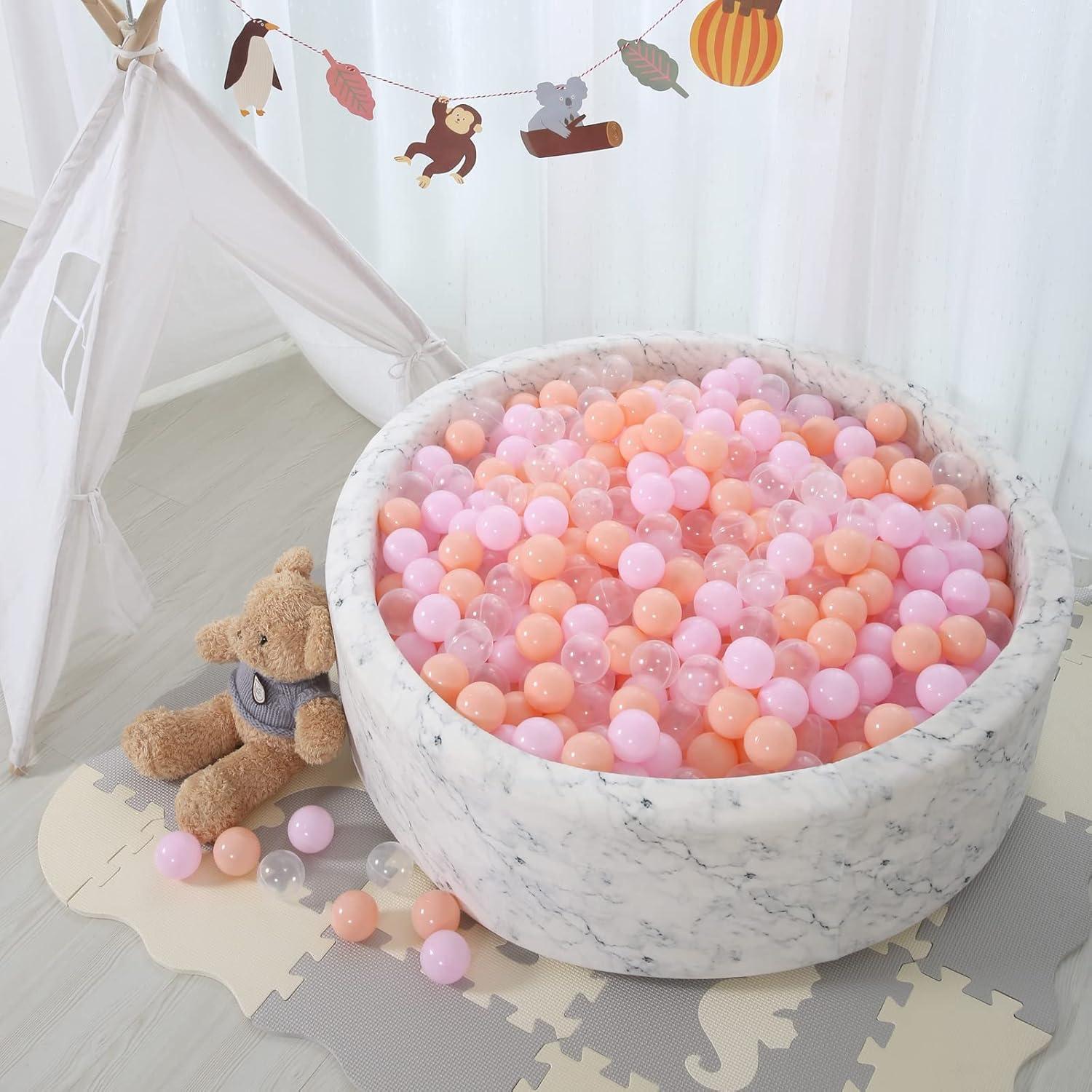 Anvazise 100Pcs Ball Pit Balls Thickened Eco-friendly Smooth Reusable Bite-resistant Hand-on Ability PE Material Macaron Color Pit Balls Kindergarten Toy