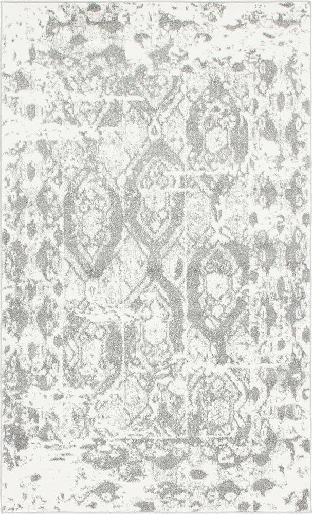 Unique Loom Rosso Collection Area Rug - Piazza (5' 1" x 8' Rectangle Light Gray/Ivory)