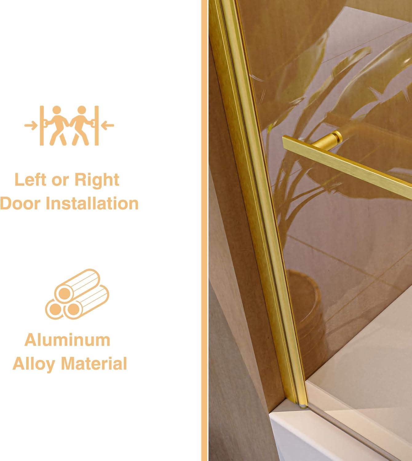 31 In. W * 55 In. H Frameless Shower Doors For Bathtub, 1/4" (6Mm) Thick SGCC Tempered Glass Door, Pivot Shower Door Panel For Bathroom