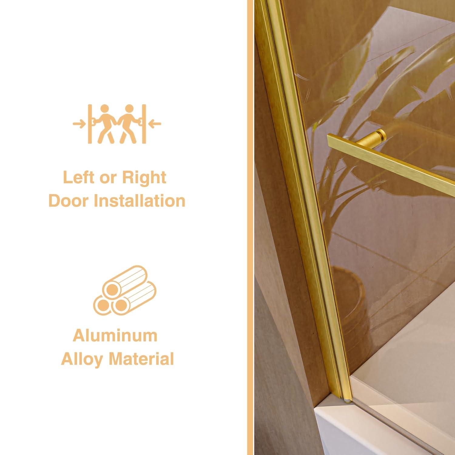 31"W x 55"H Frameless Folding Pivot Shower Tub Door Reversible Installation