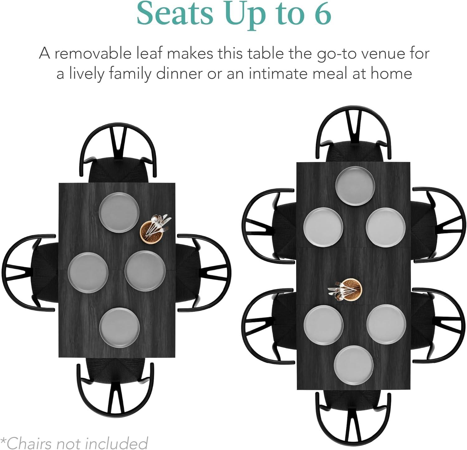 Best Choice Products 47 to 63in Modern Extendable Dining Table for 2-6 People w/ Leaf Extension, 2 Locks