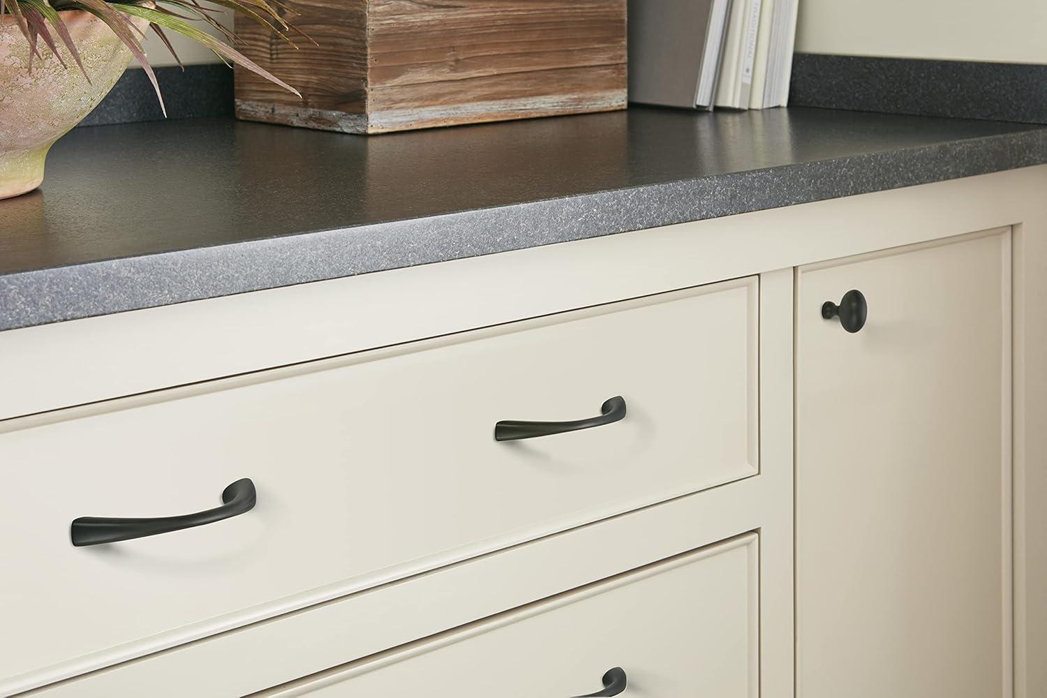 Matte Black 3-3/4 Inch Center-to-Center Cabinet Pull