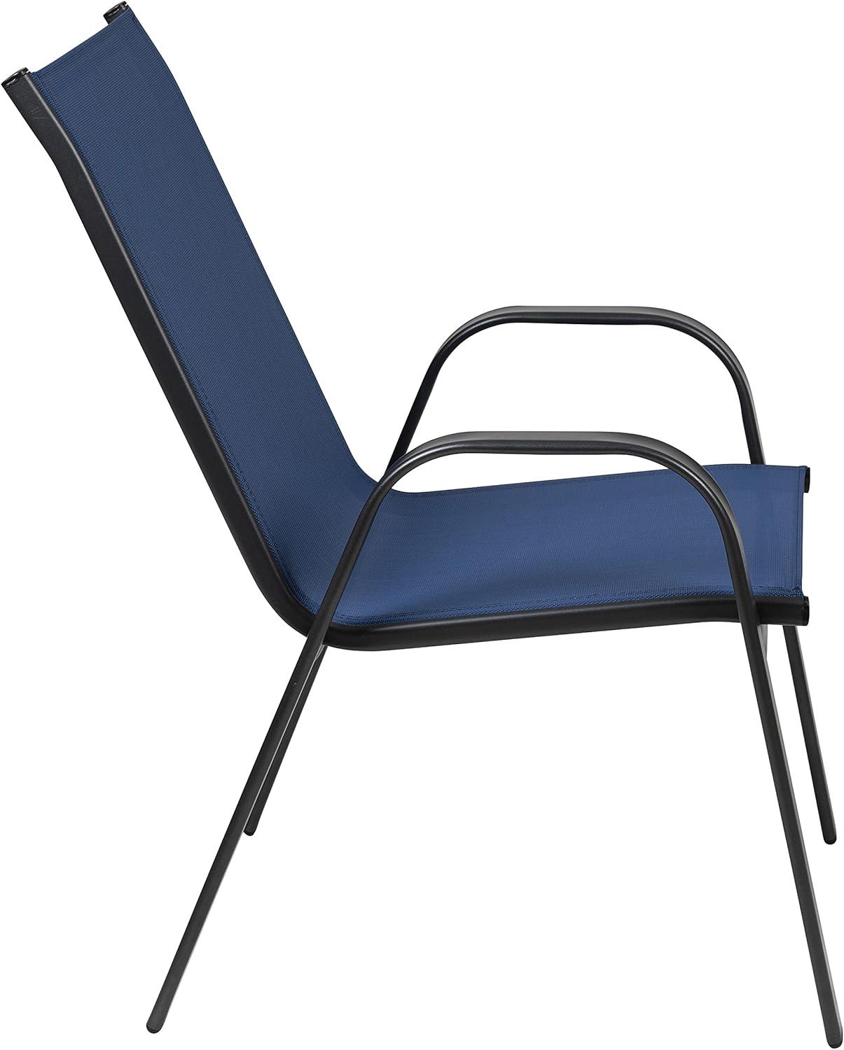 Flash Furniture 4 Pack Brazos Series Navy Outdoor Stack Chair with Flex Comfort Material and Metal Frame
