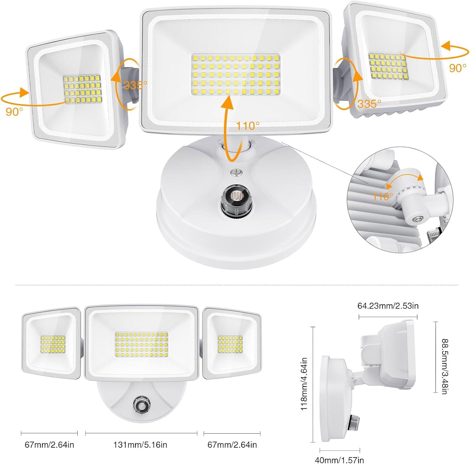 White 60W LED Dusk to Dawn Outdoor Security Flood Light