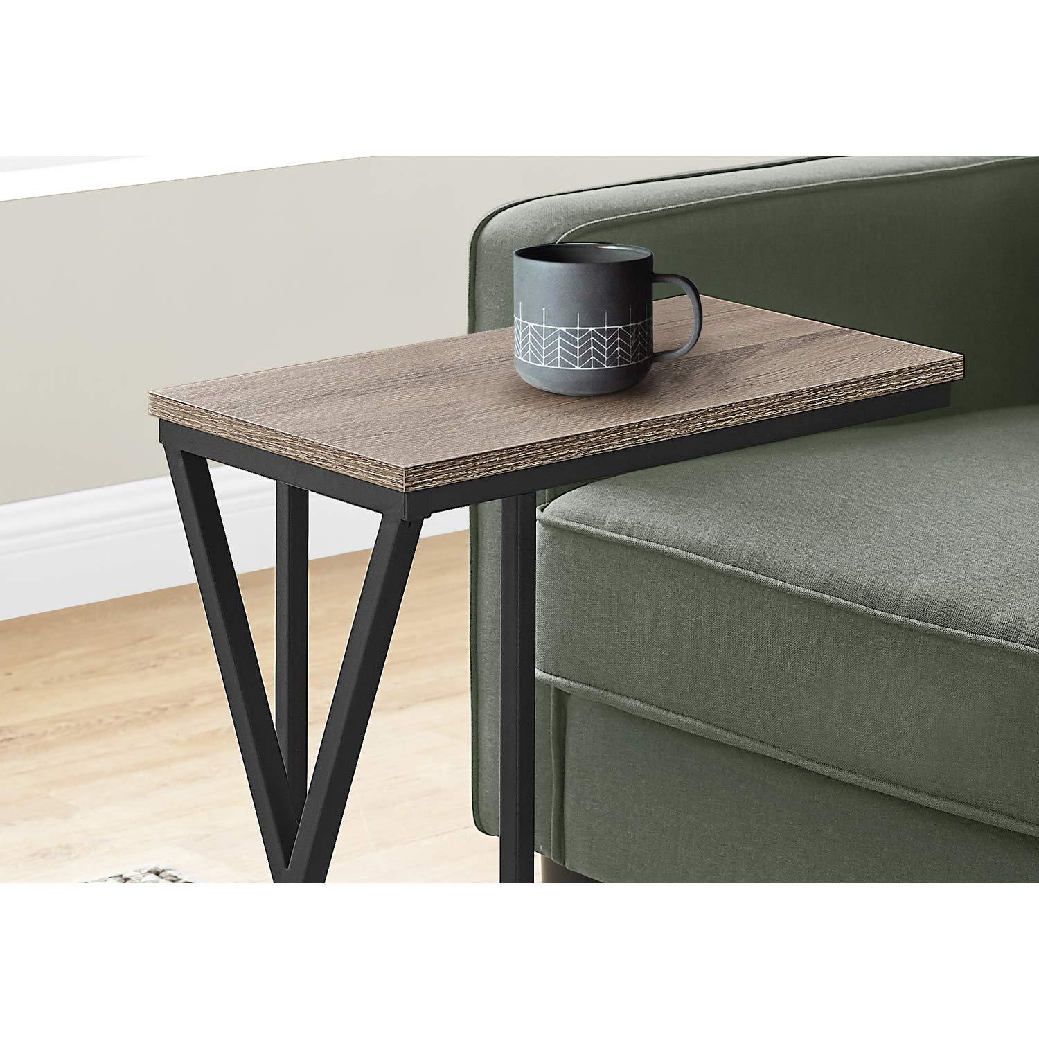 Monarch Specialties ACCENT TABLE - 25"H / DARK TAUPE / BLACK METAL