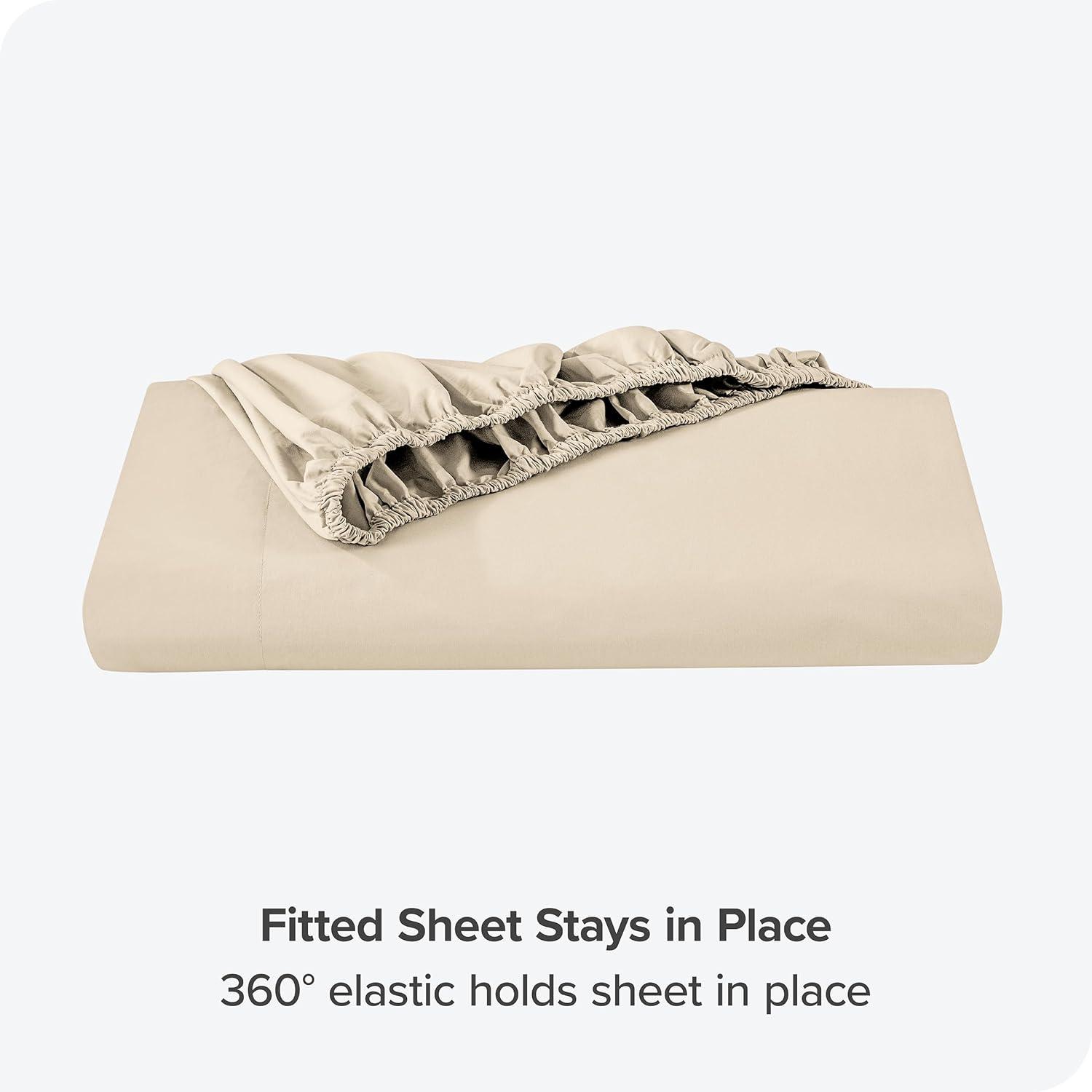 Bare Home 300 Thread Count Organic Cotton Percale Fitted Sheet