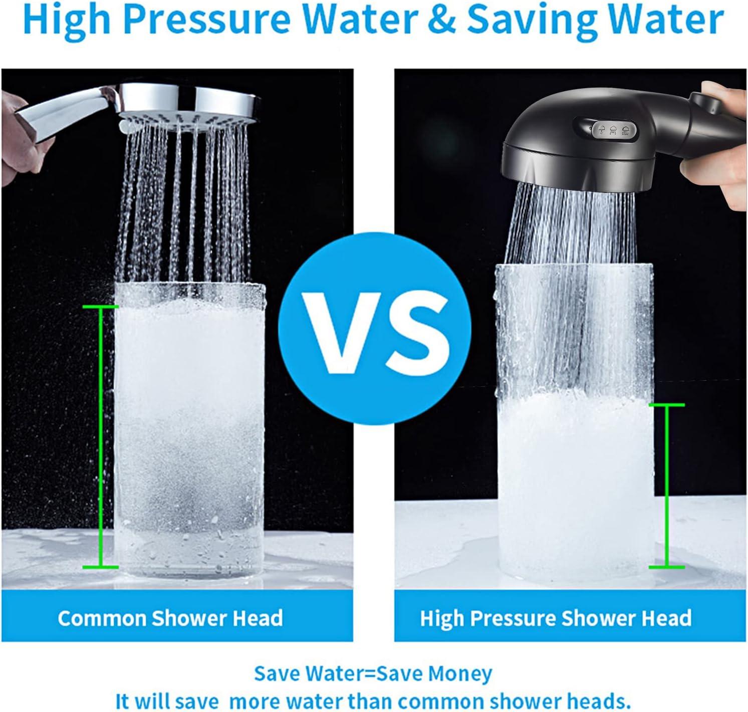 High Pressure Handheld Shower Head with ON/OFF Pause Switch, 3 Spray Modes Shower Head