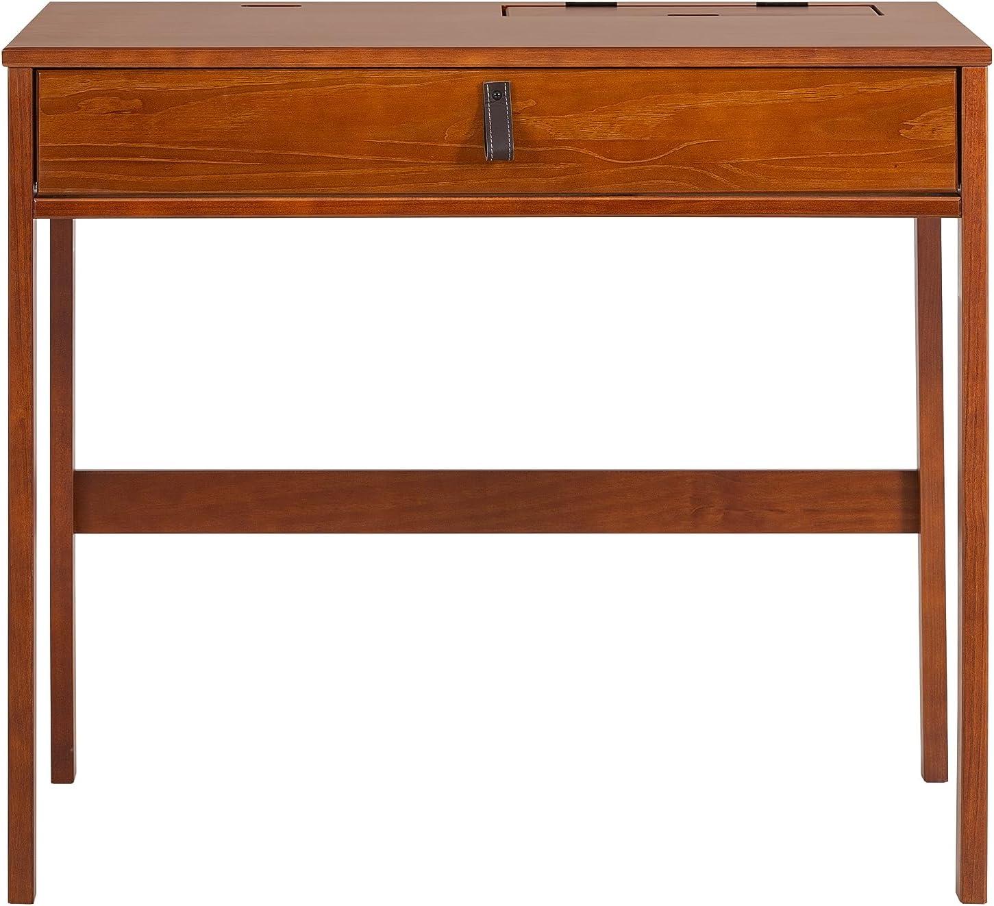 Memomad Bali Modern Home Office Desk with Drawer and Smart Storage for All Ages (35in Width, Caramel Brown Wood)