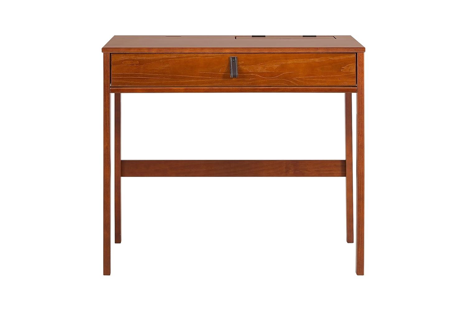 Memomad Bali Modern Home Office Desk with Drawer and Smart Storage for All Ages (35in Width, Caramel Brown Wood)