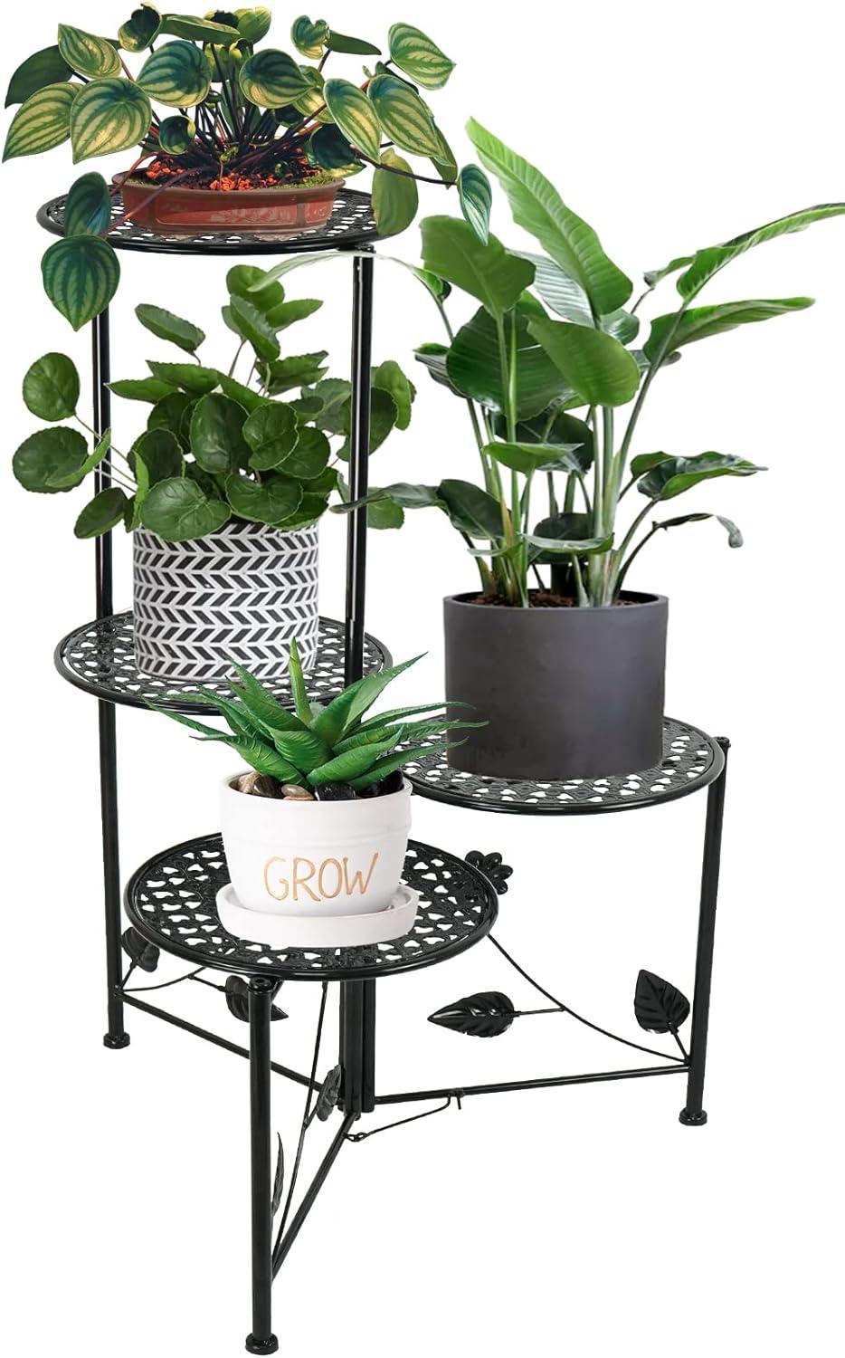 Black 30" Tall 3-Tier Wrought Iron Plant Stand