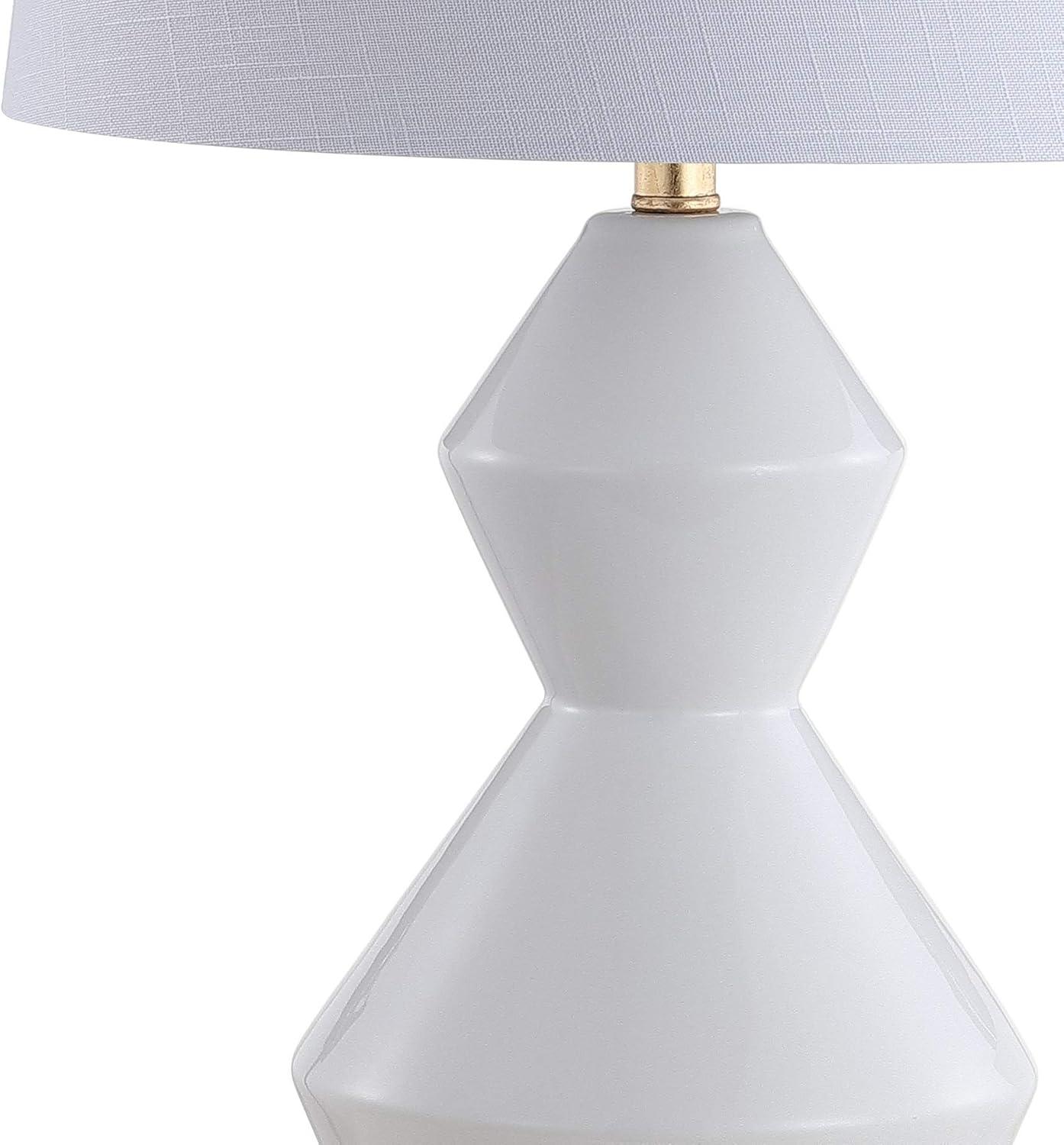 White and Gold Geometric Ceramic LED Table Lamp