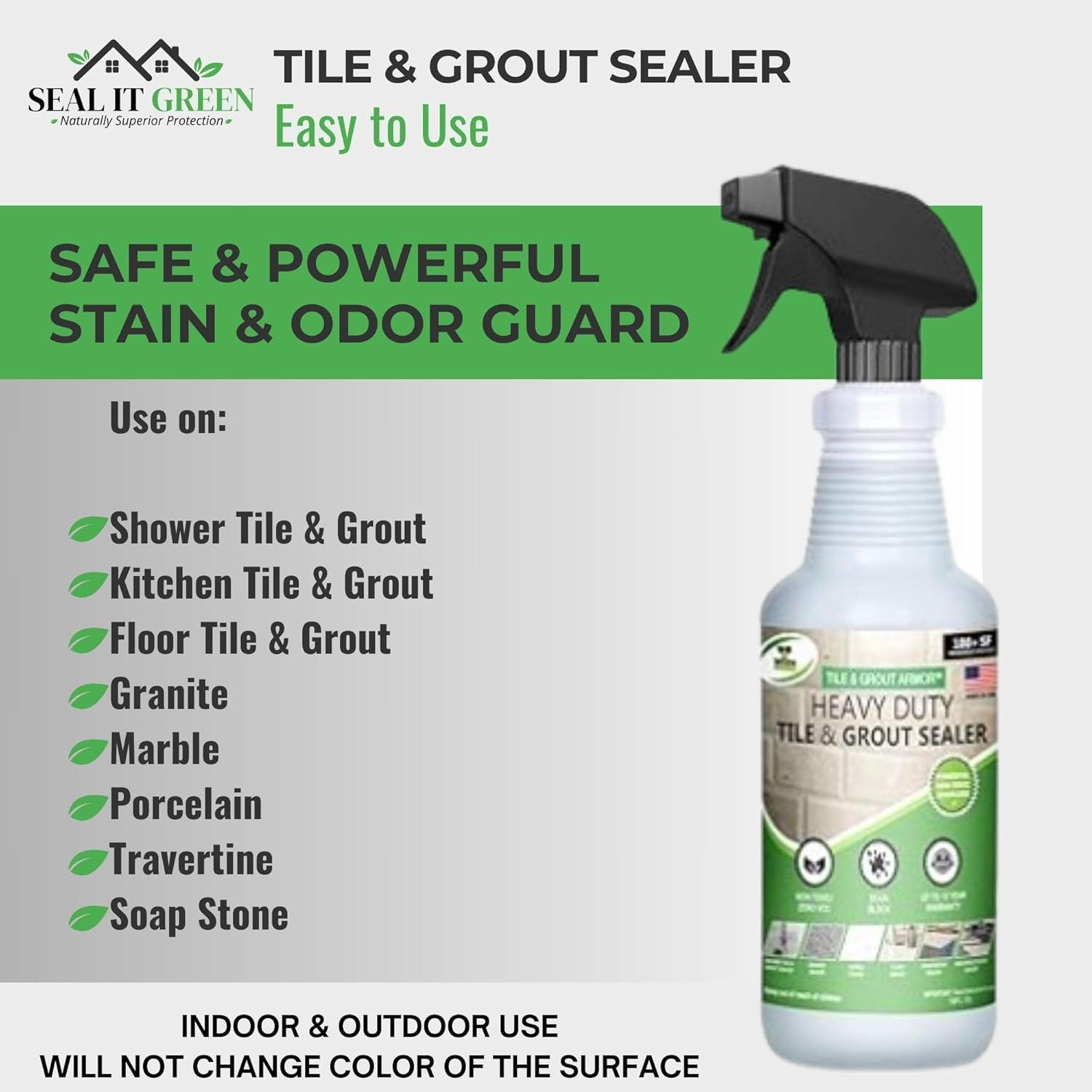 Seal It Green Grout, Granite, Stone, And Tile Sealer - Eco Friendly Deep Penetrating Protectant-No More Mold, Mildew Or Food Stains.