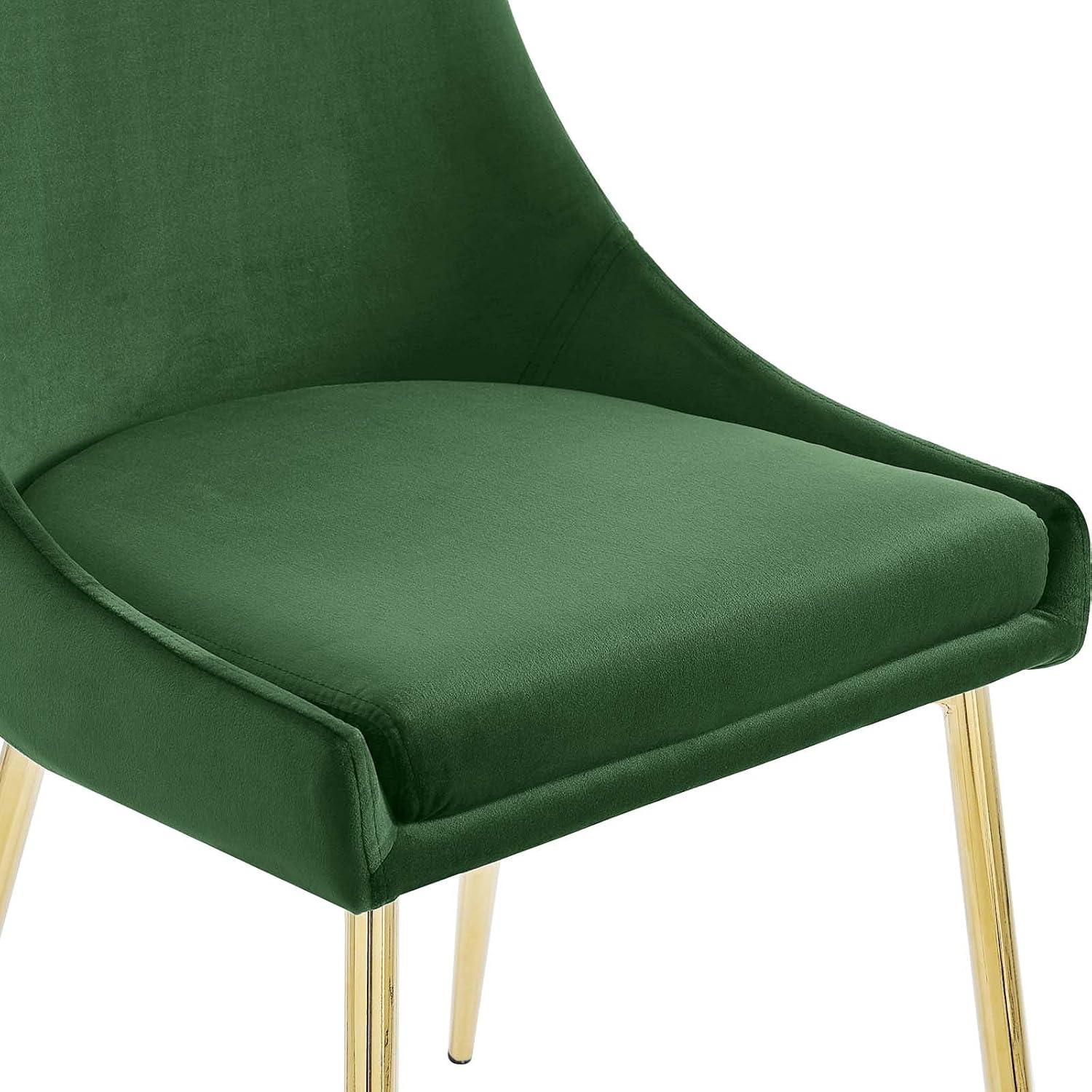 Low Parsons Side Chair in Gold Emerald Velvet with Wood & Metal