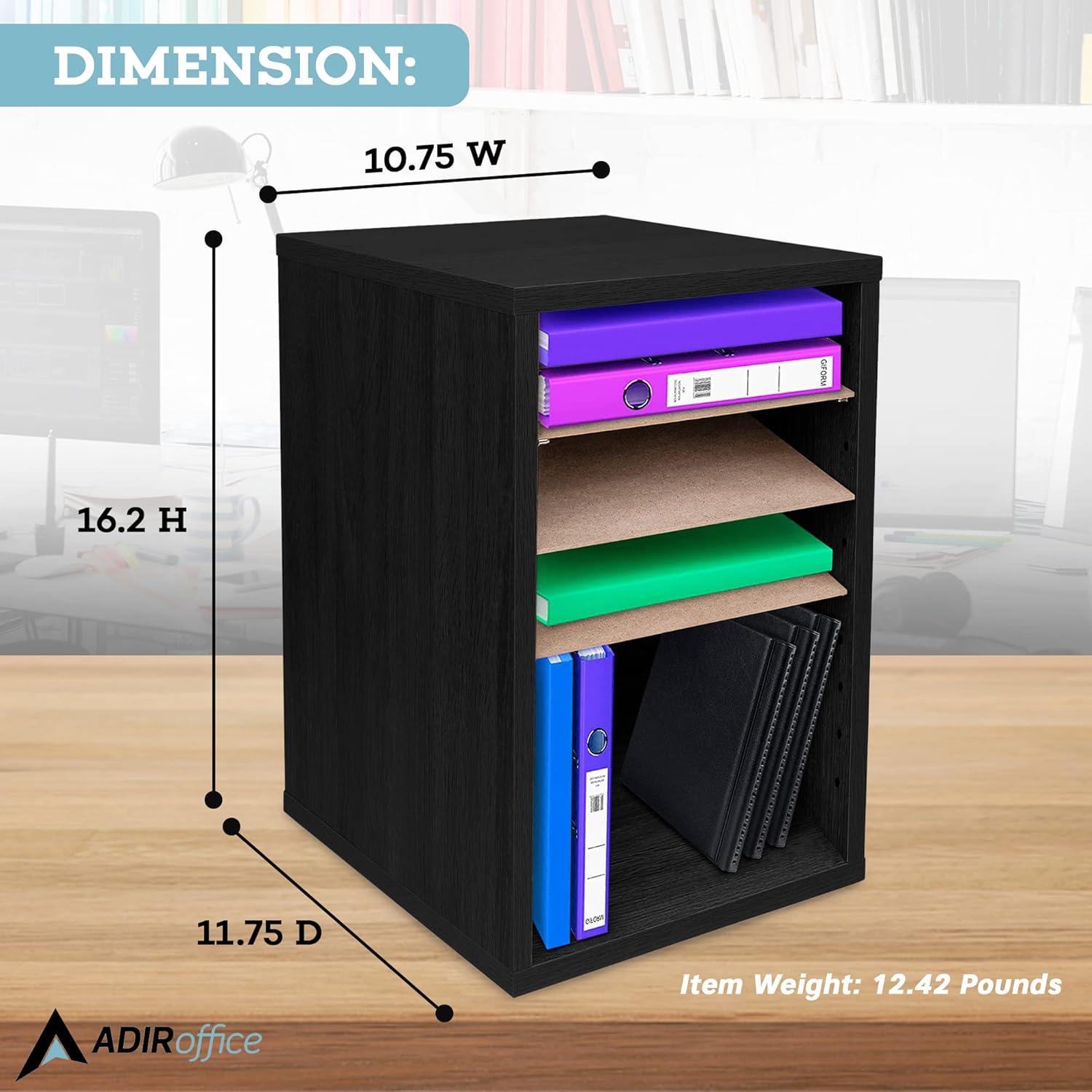 AdirOffice 500 Series 11 Compartment Wooden Literature Organizer  10.75" x 11.8" Black (500-11-BLK)