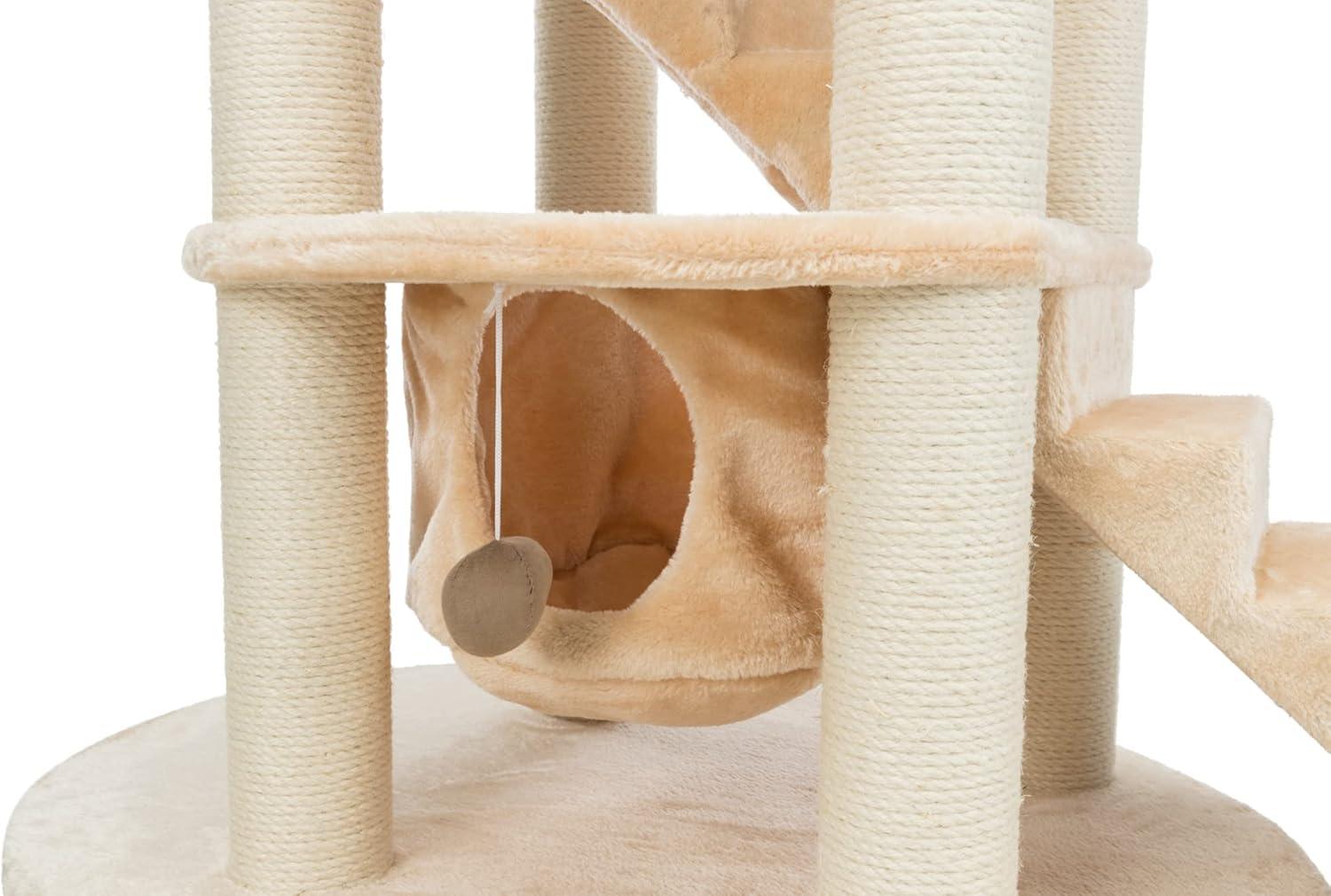 Beige Sisal Senior Cat Tower with Hammock and Stairs