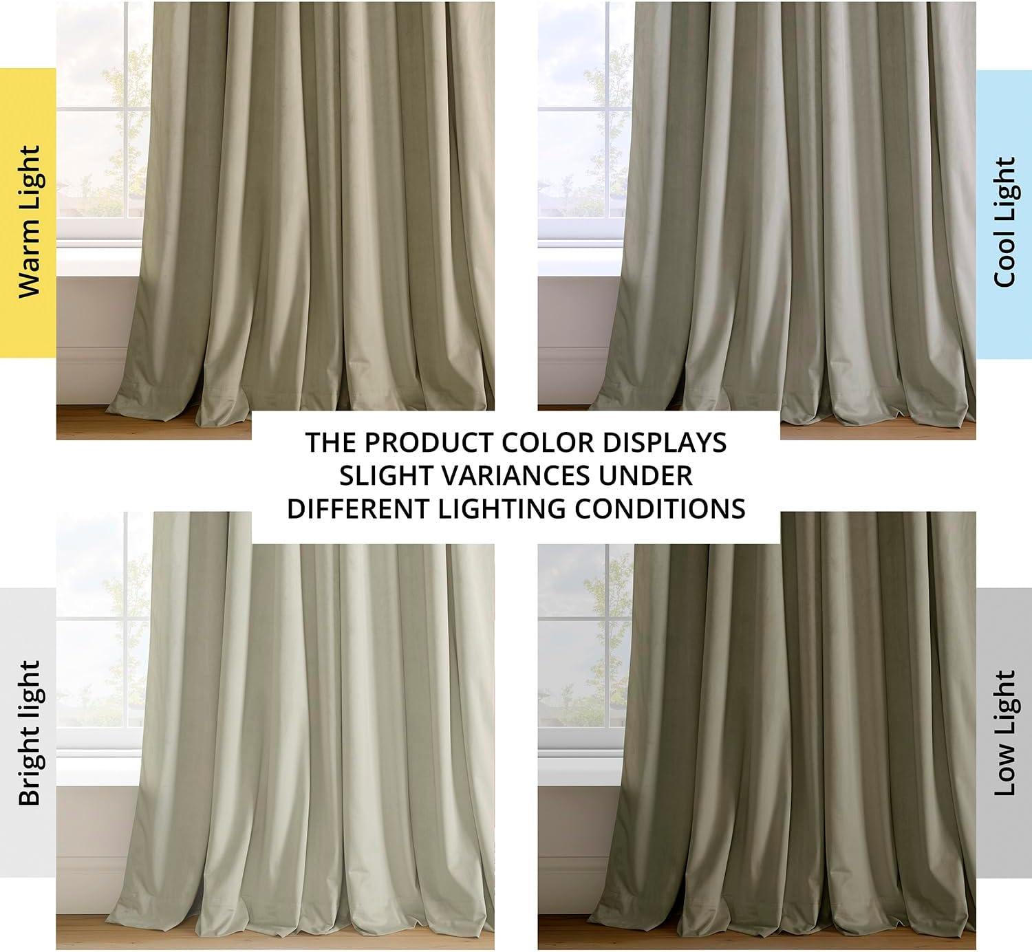 Exclusive Fabrics  Signature Pleated Blackout Velvet Curtain (1 Panel) Cool Beige 25 X 84 84 Inches