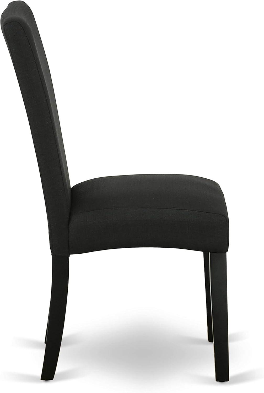 East West Furniture WEDR7-BLK-24 7 Piece Dining Set Consist of a Rectangle Dining Room Table with Butterfly Leaf and 6 Black Color Linen Fabric Upholstered Chairs, 42x60 Inch, Black