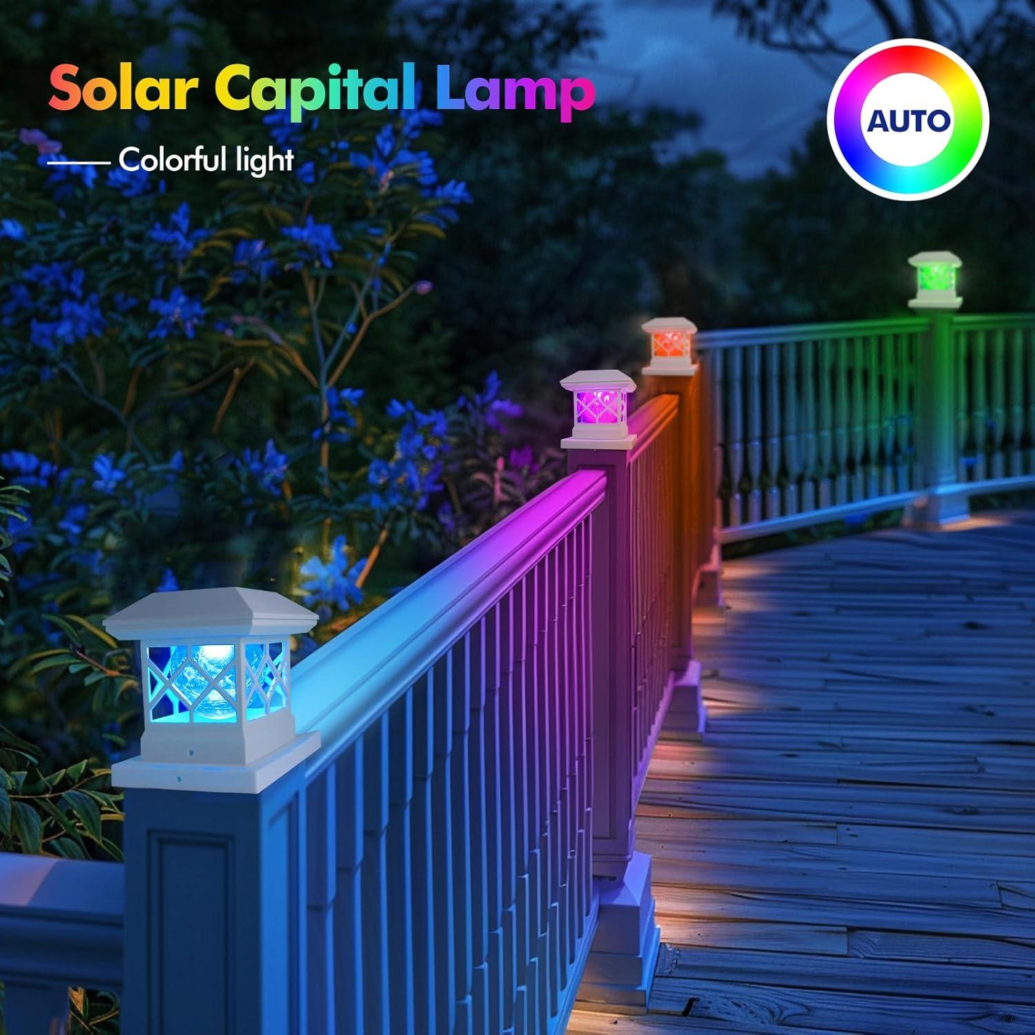 TWINSLUXES Solar Post Cap Lights Outdoor - Waterproof LED Fence Post Solar Lights for 3.5x3.5/4x4/5x5 Wood Posts in Patio, Deck or Garden Decoration 4 Pack