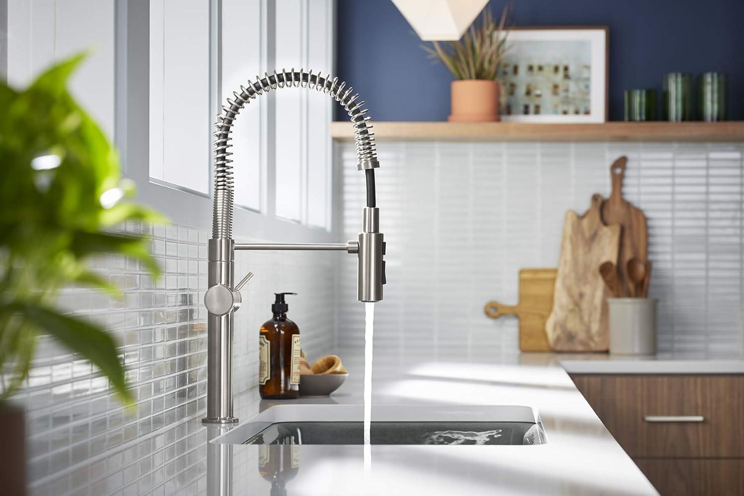 Kohler Crue Single Handle Semi-Professional Pre-Rinse Kitchen Faucet with Three-Function Pull Down Sprayer