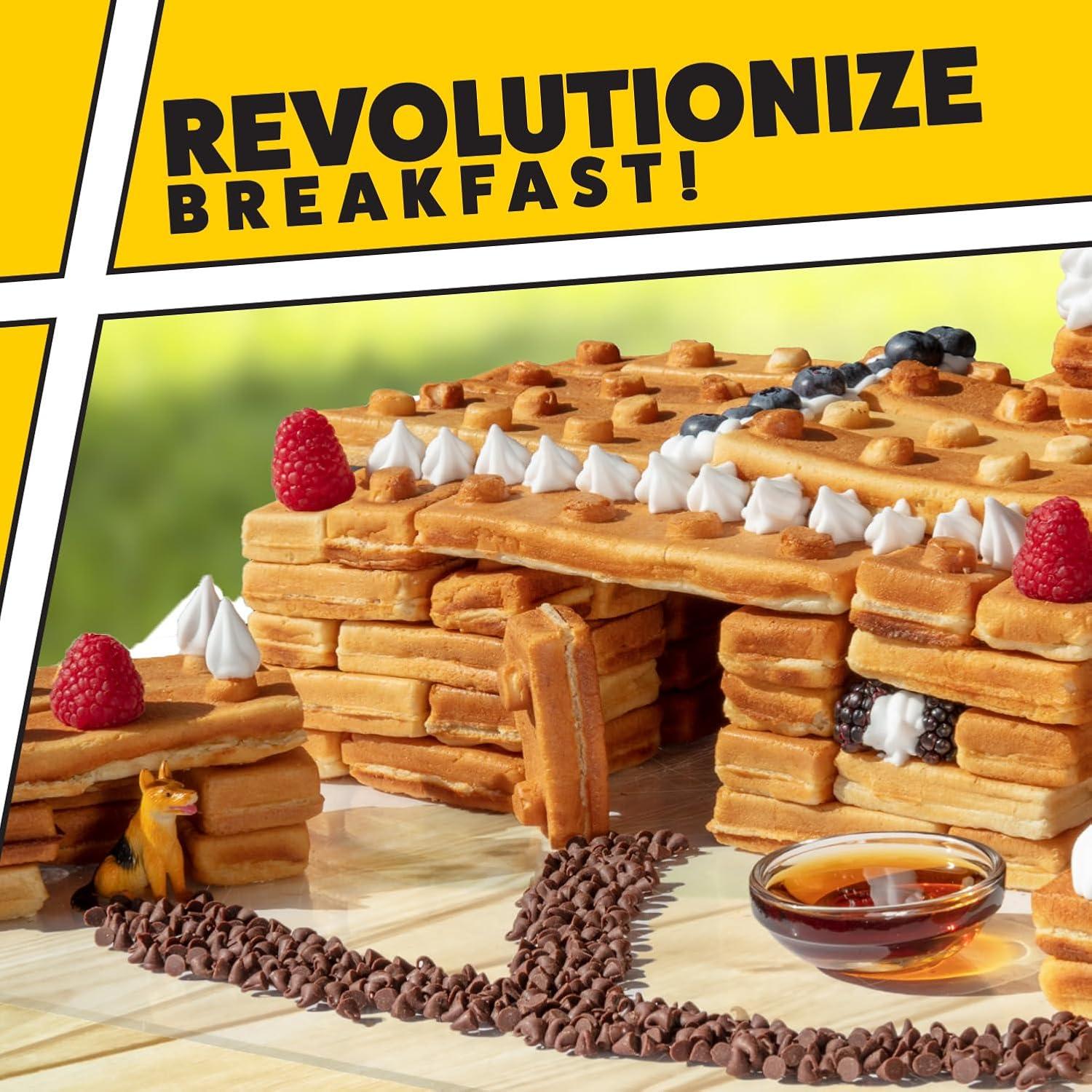 Waffle Wow! Building Brick Electric Waffle Maker- Cook Fun, Buildable Waffles in Minutes - Build Houses, Cars & More!