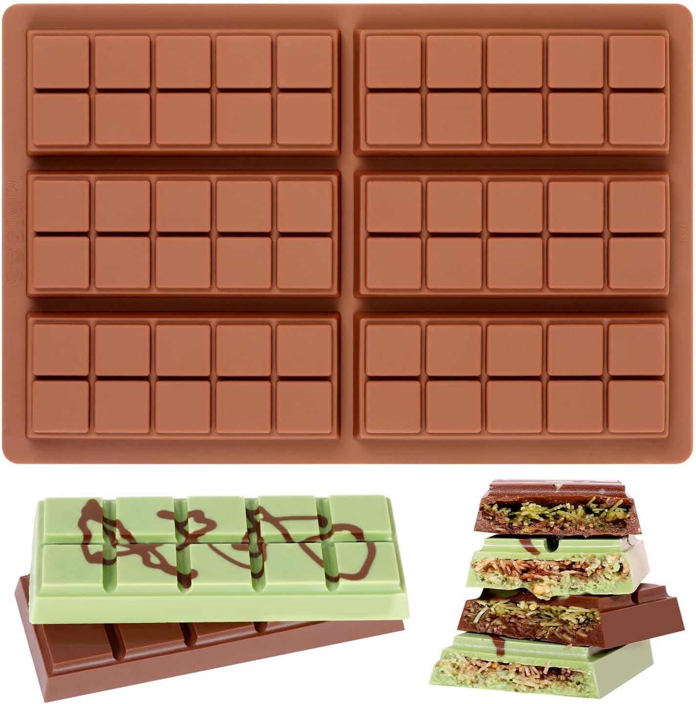 Fimary Chocolate Molds, Rectangle Chocolate Bar Sweet Molds Silicone Bakeware Wax Melt Molds, Pack of 1