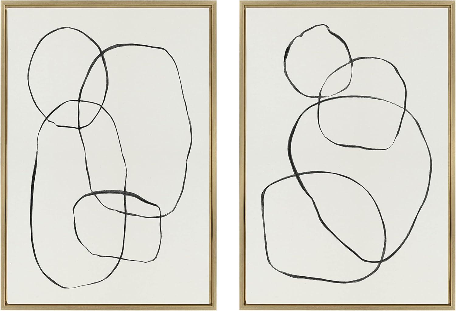 " 871 Modern Circles Flinen (left) & 869 Going In Circles Flinen (right) " by Teju Reval 2 - Pieces