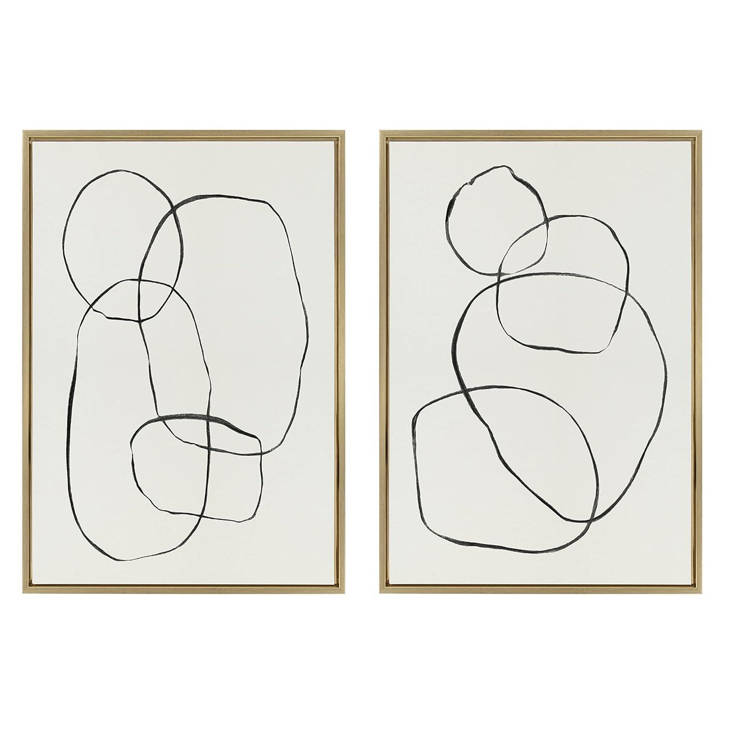 Kate and Laurel " 871 Modern Circles Flinen (left) & 869 Going In Circles Flinen (right) " by Teju Reval 2 - Pieces