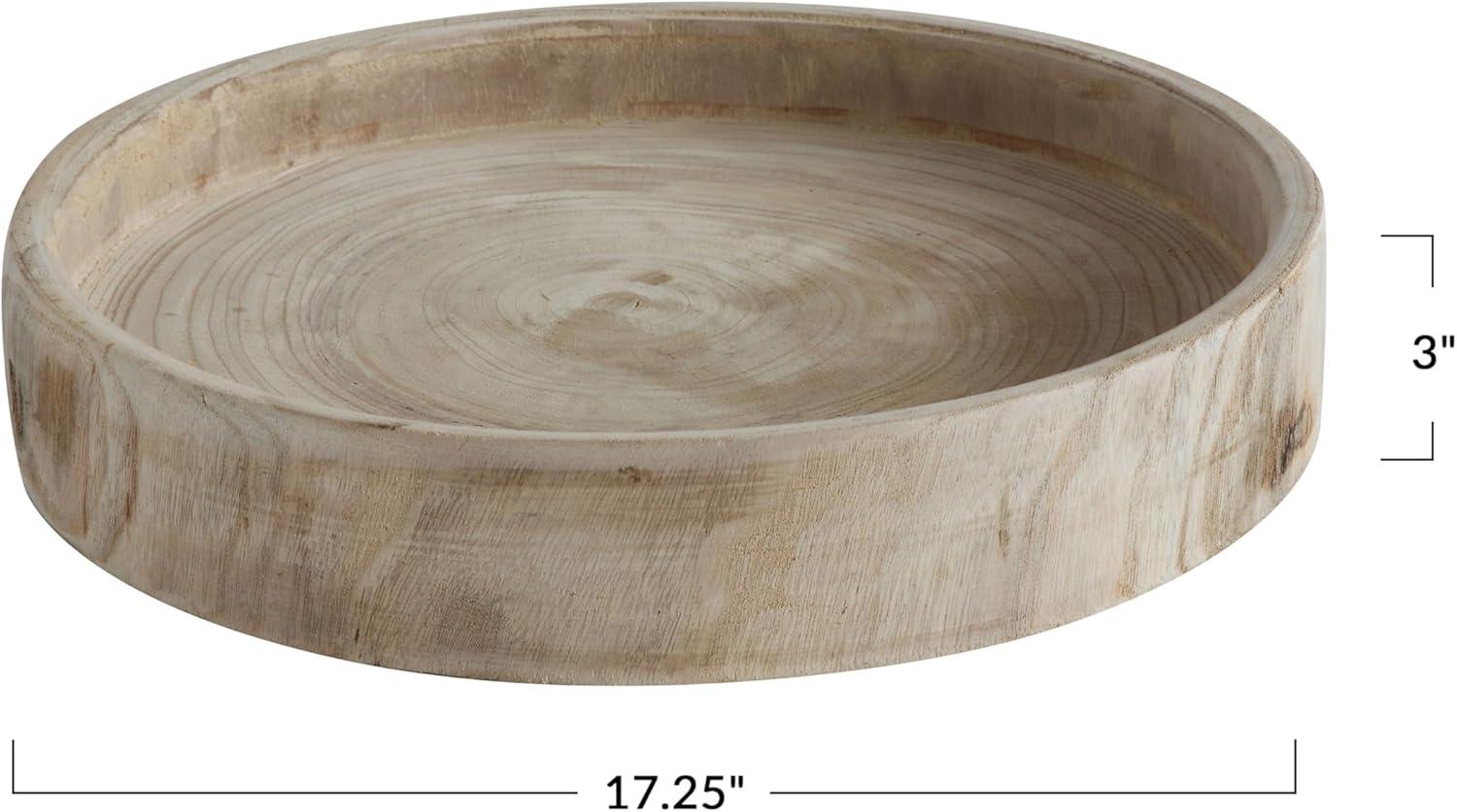 Storied Home Paulownia Wood Hand-Carved Tray - Unique Centerpiece, Coffee Table Accessory