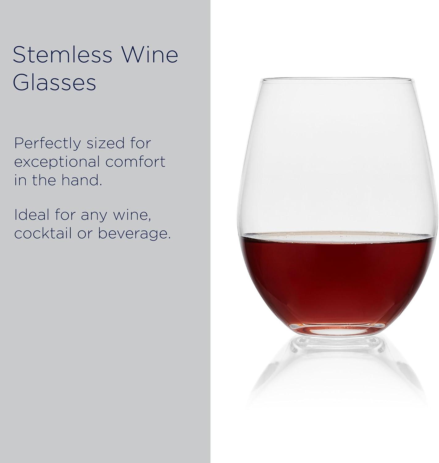 Clear 21-Ounce Modern Stemless Wine Glass Set of 4