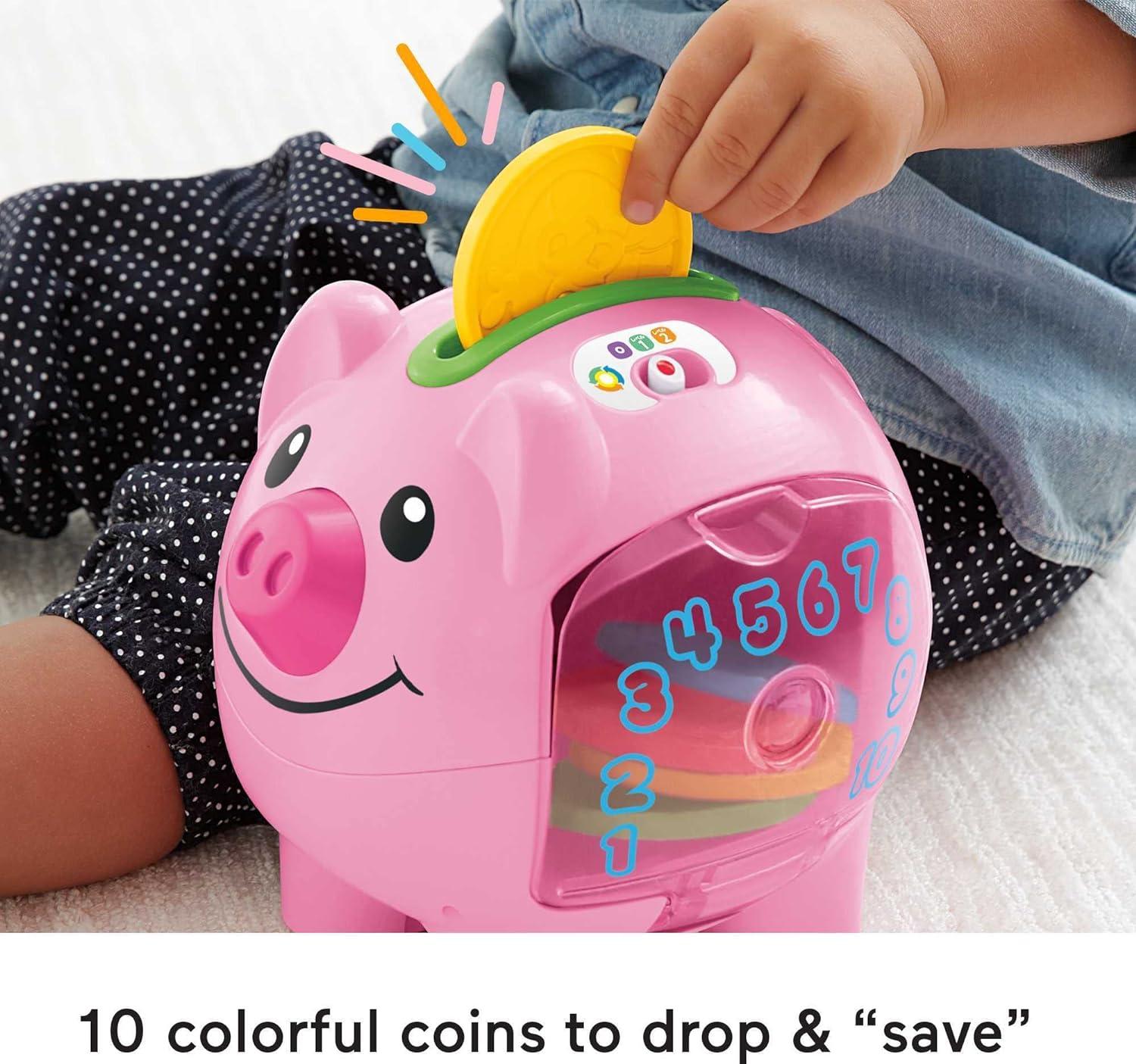 Fisher-Price Laugh & Learn Smart Stages Piggy Bank, Interactive Baby Toy